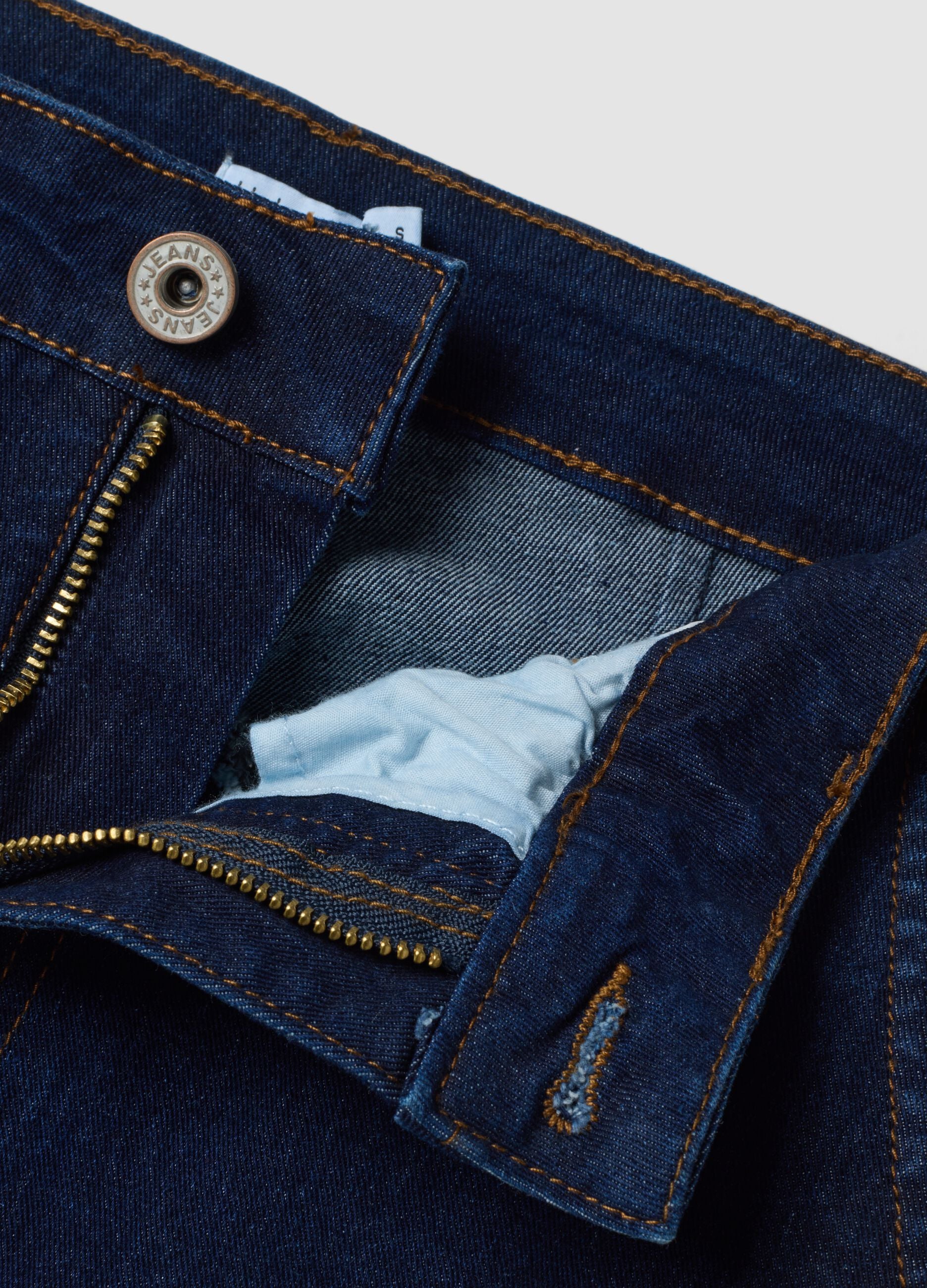 Regular-fit stretch cotton denim trousers