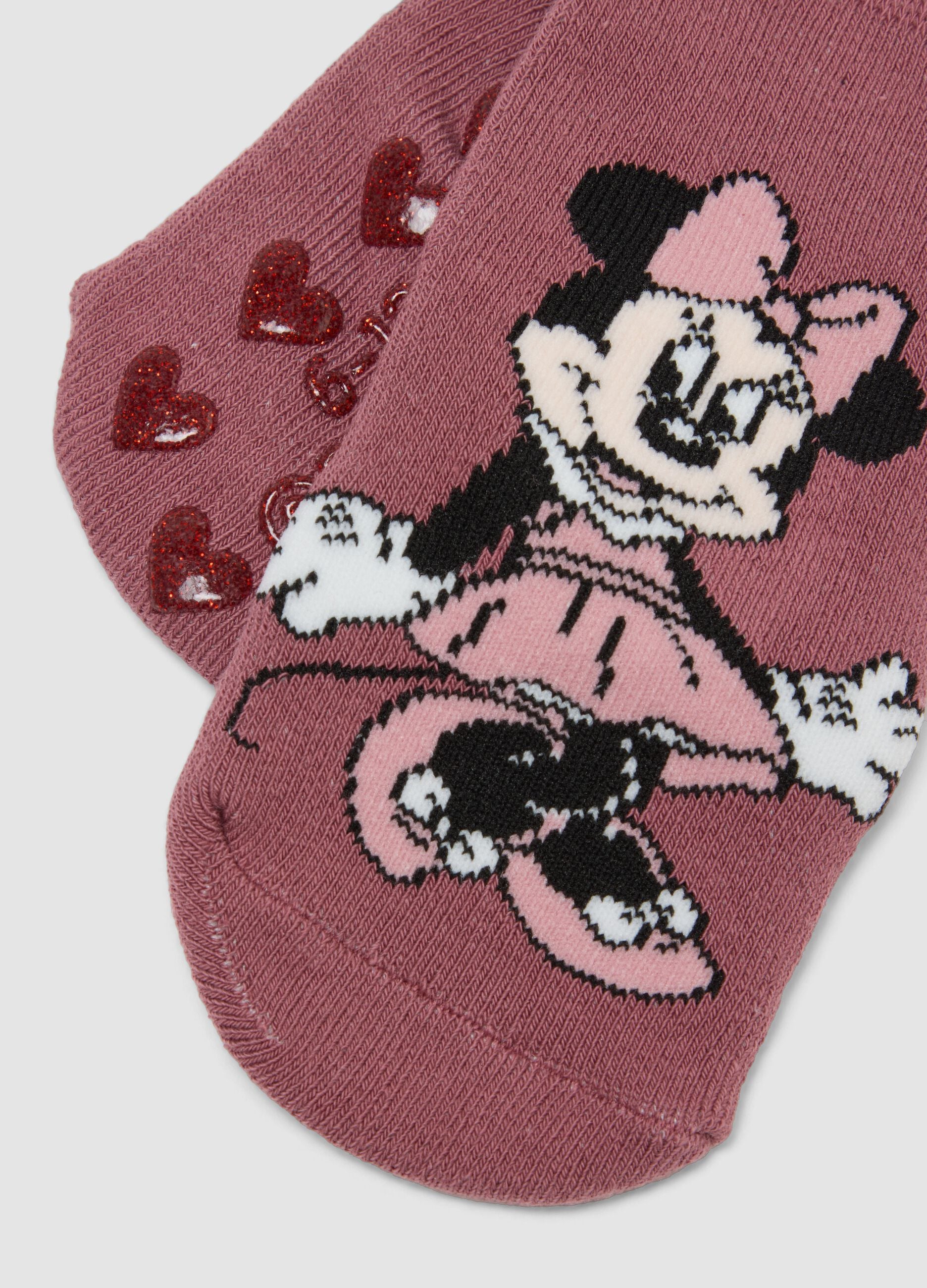 2-pack of organic stretch cotton anti-slip socks with Minnie print