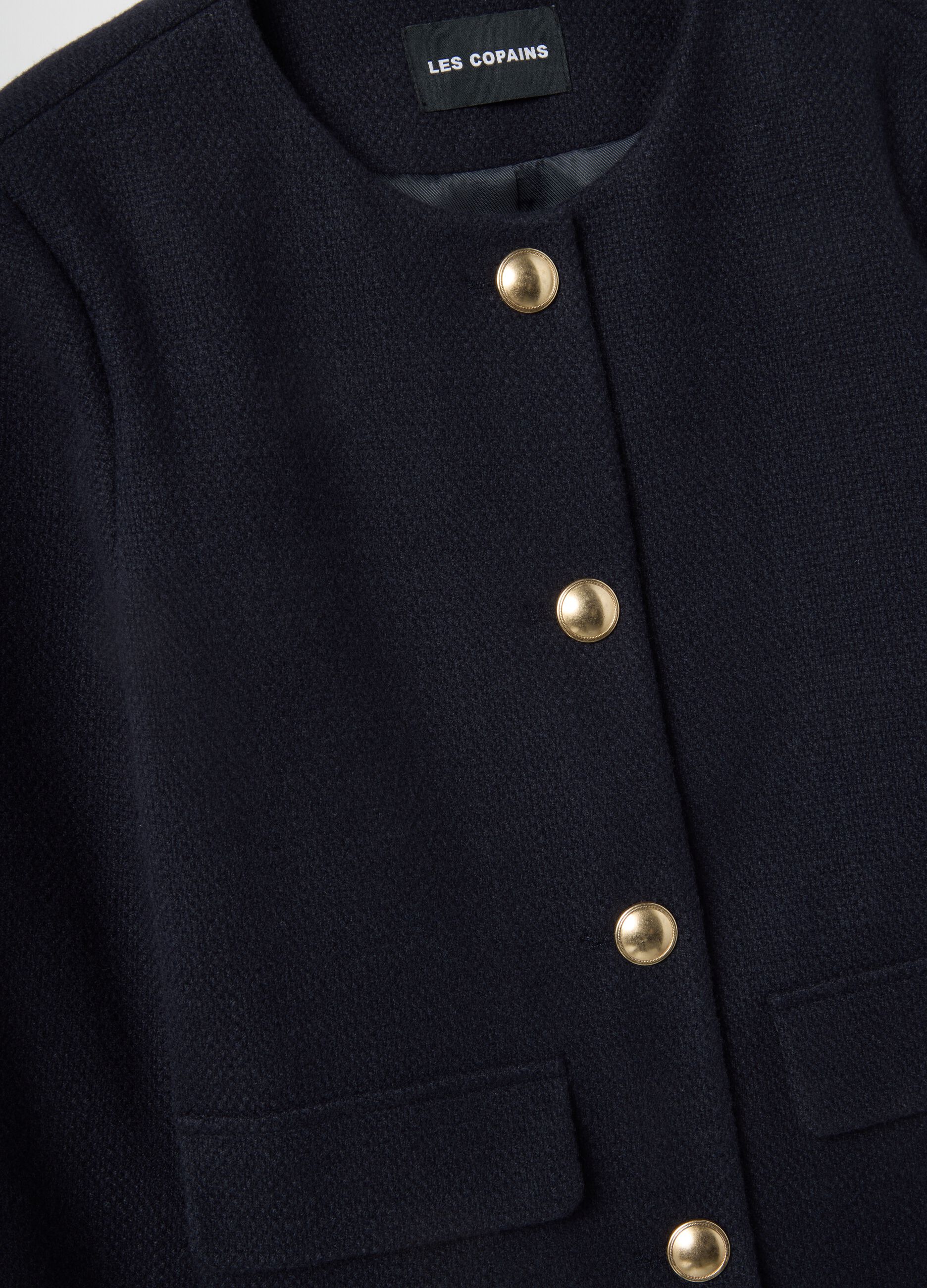 Blue viscose blend blazer in regular fit with gold buttons