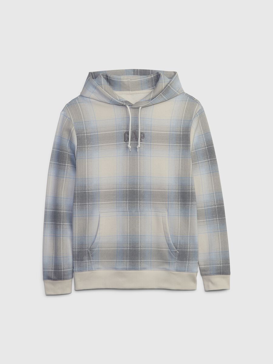Felpa check con cappuccio e ricamo logo_3