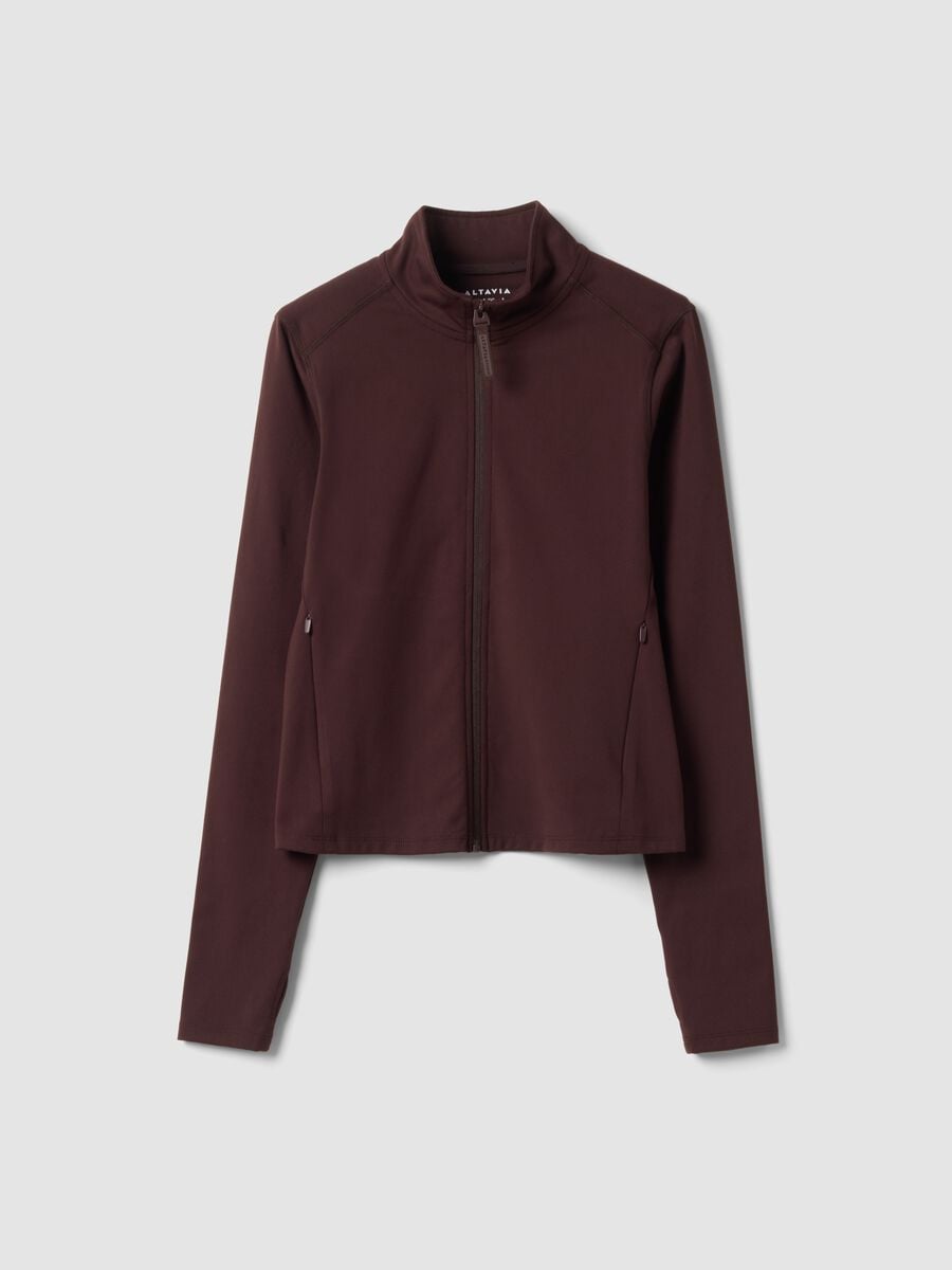 Brown fitted full-zip jacket in stretch fabric ALTAVIA STUDIO_5