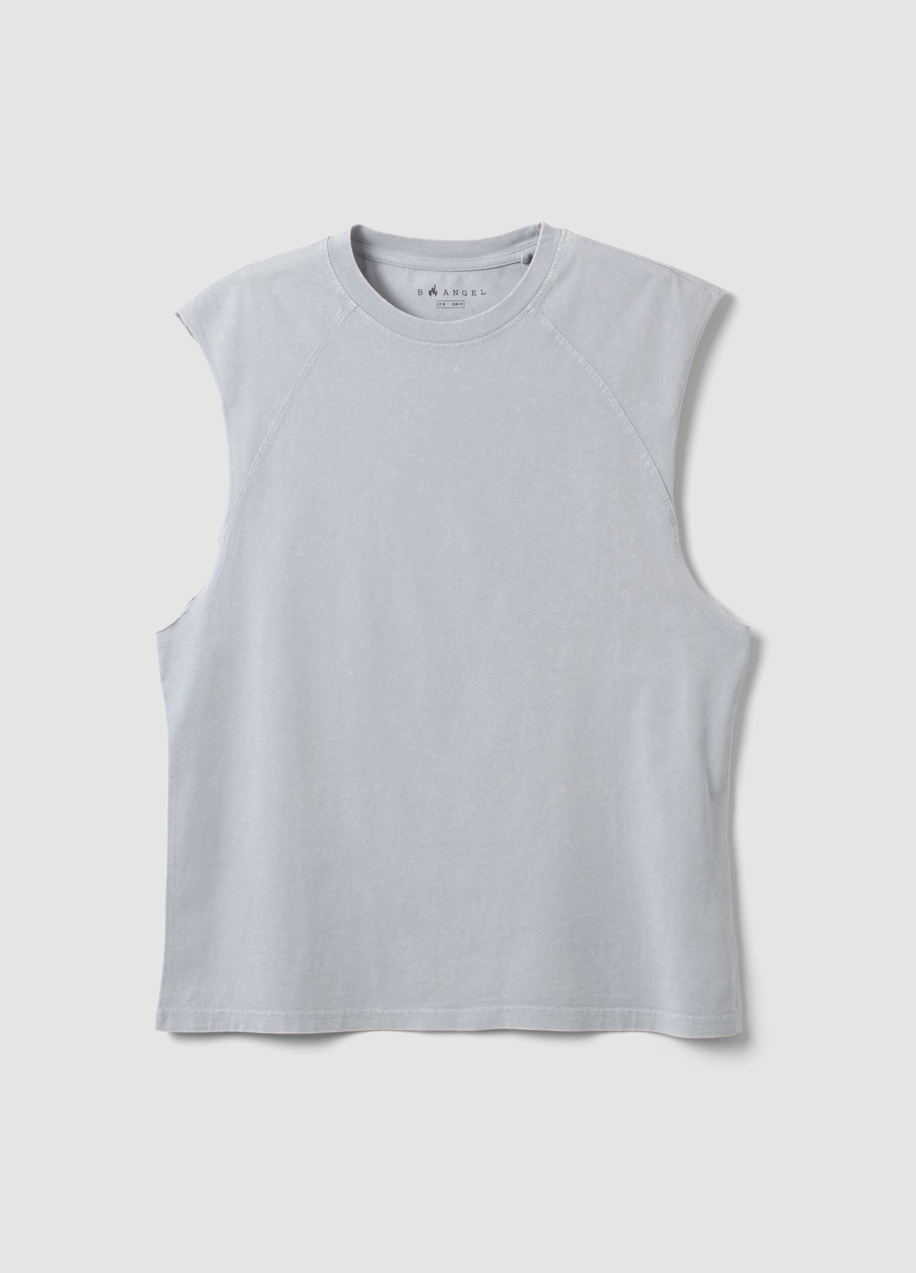 Light blue pure cotton regular-fit tank top