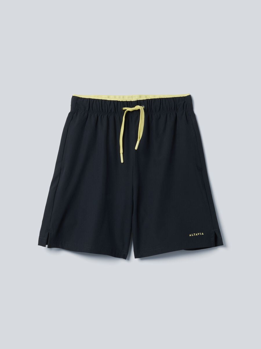 Black ALTAVIA COURT sports shorts in stretchy technical fabric for boys_3