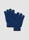 Guanti blu navy in maglia con polsini a coste_0