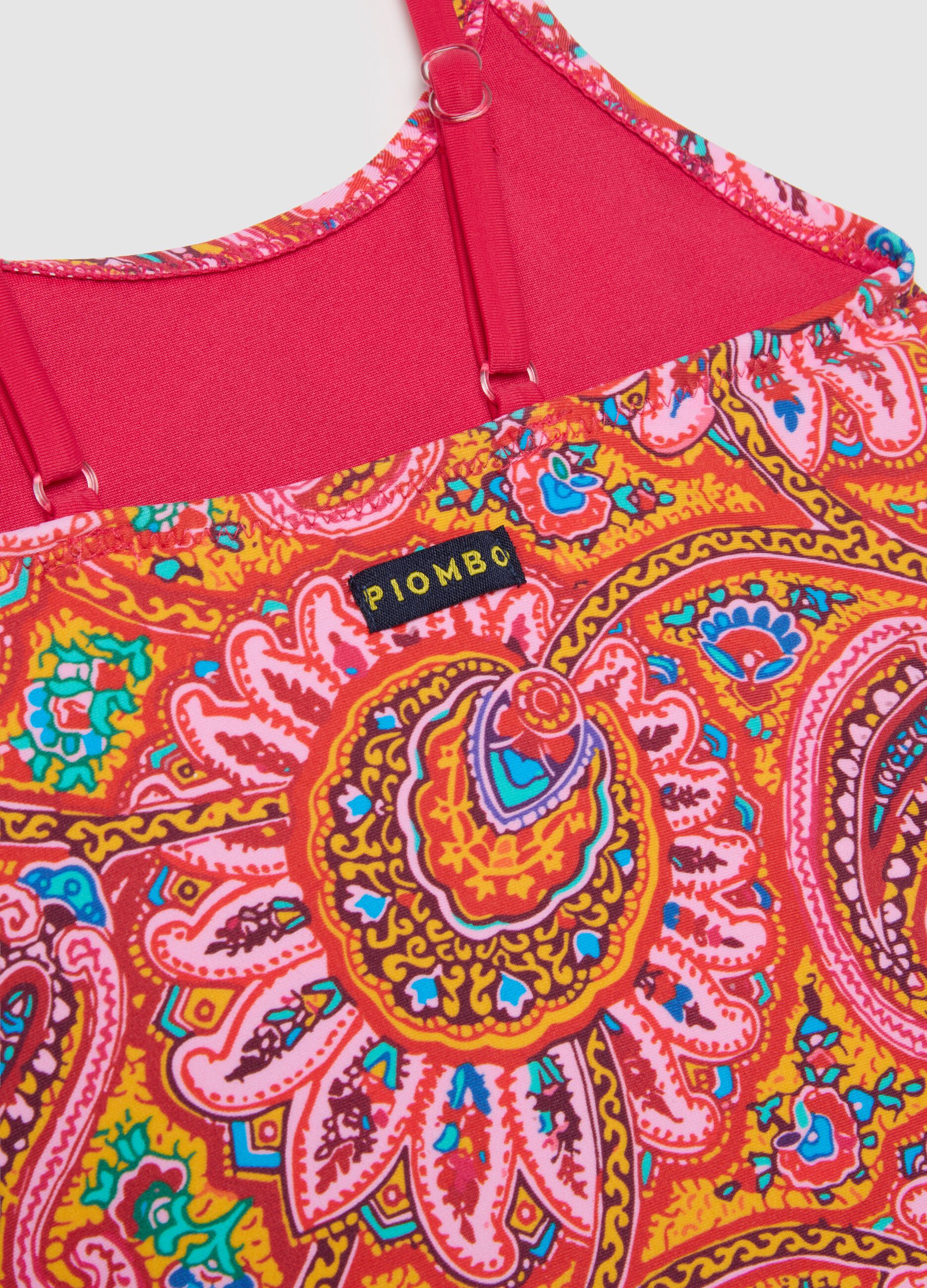 Costume intero da bambina in tessuto elasticizzato multicolor e spalline regolabili