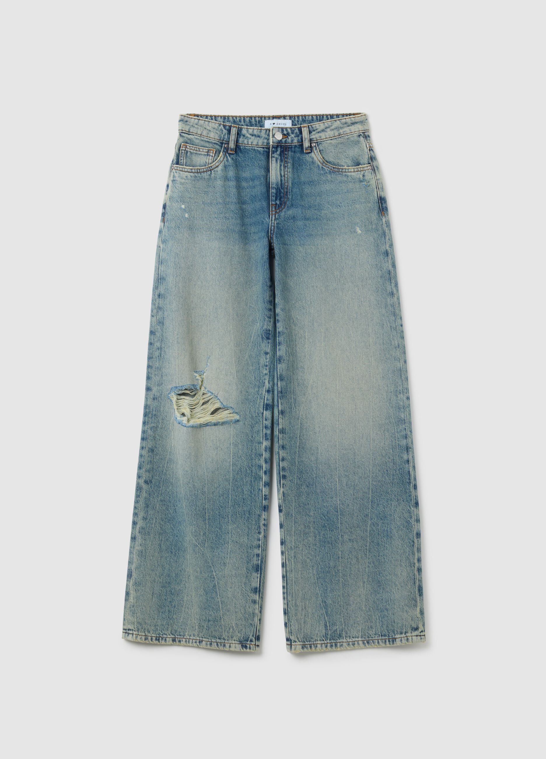 Baggy Denim Jeans with Rips