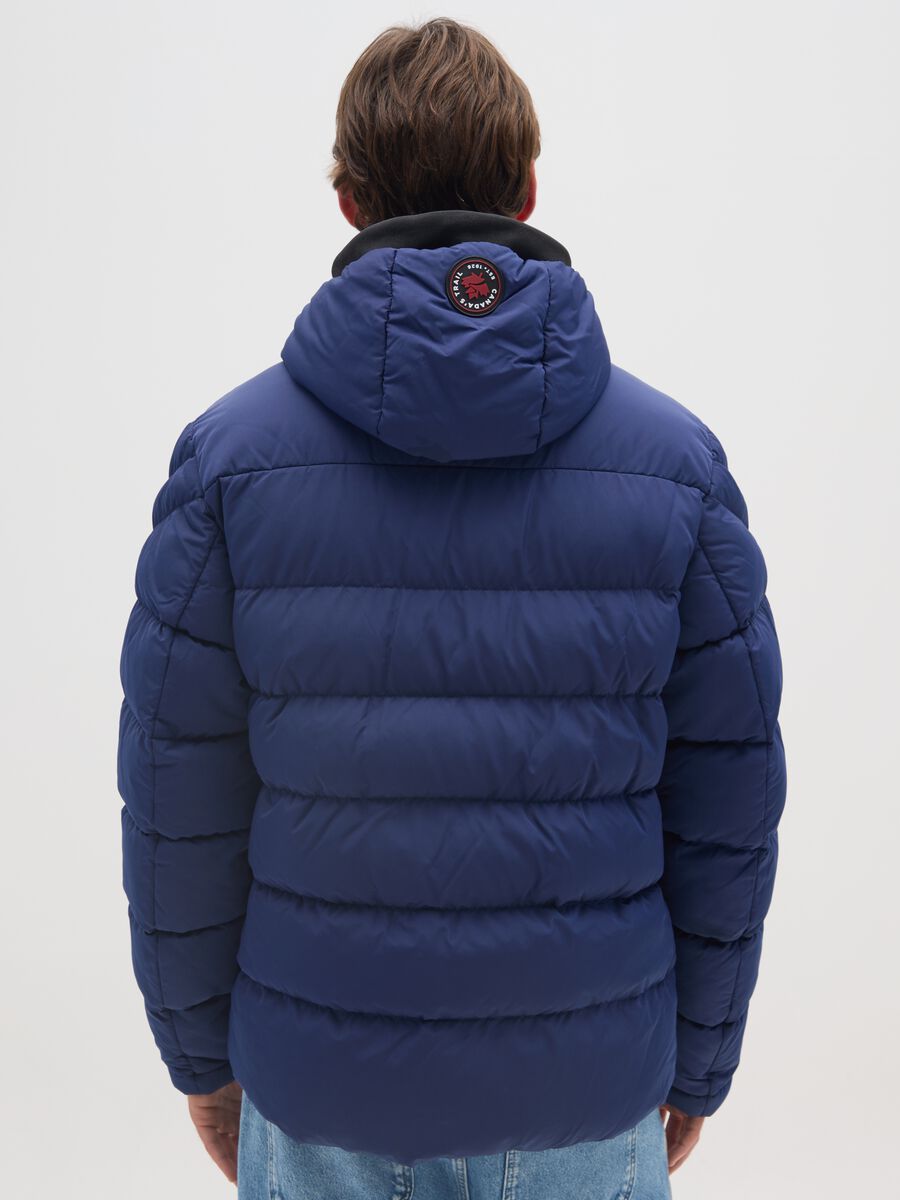 Regular Blue Padded Jacket with Zip_2