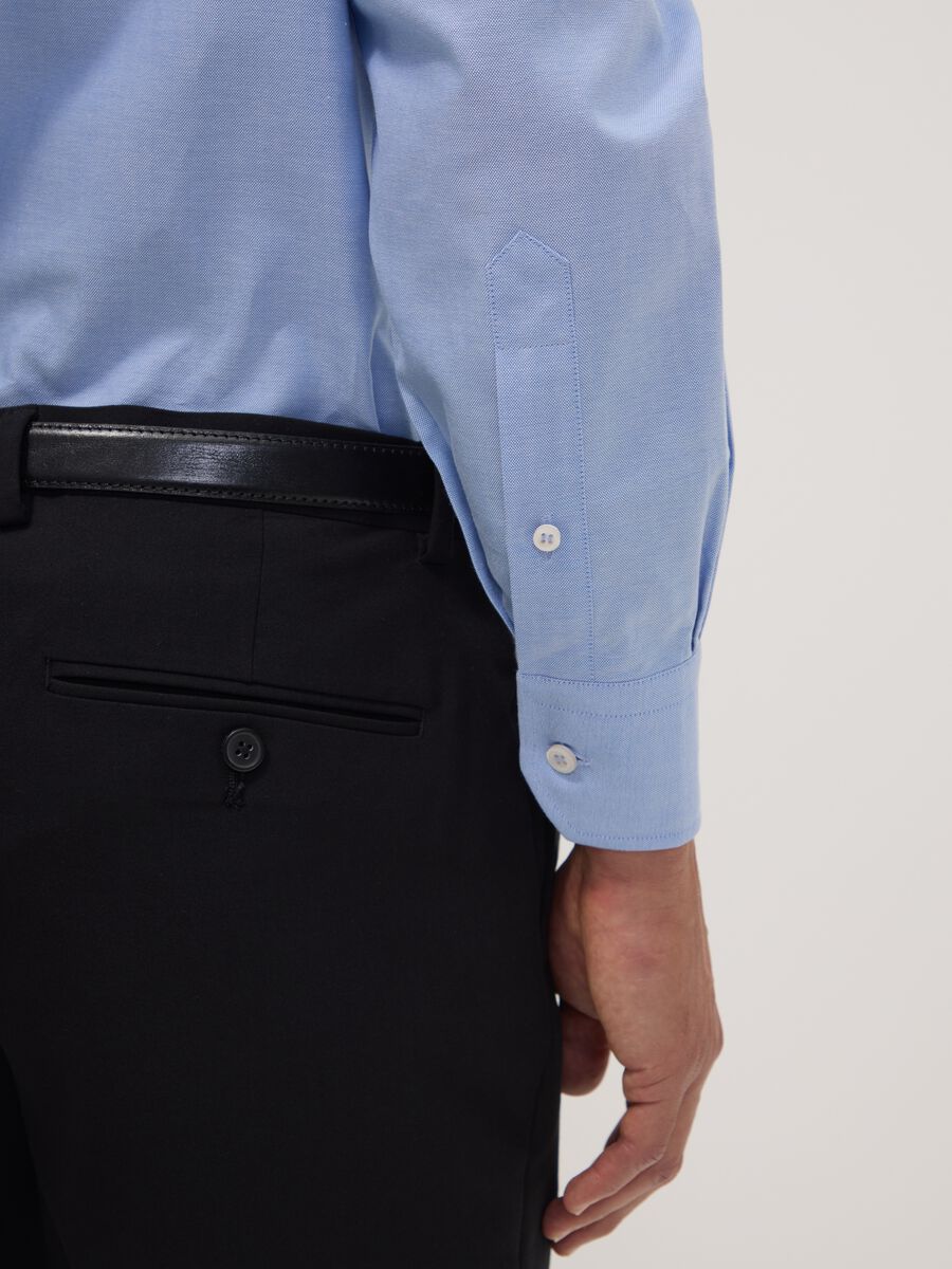 Camicia oxford azzurra in puro cotone con colletto francese slim fit_2