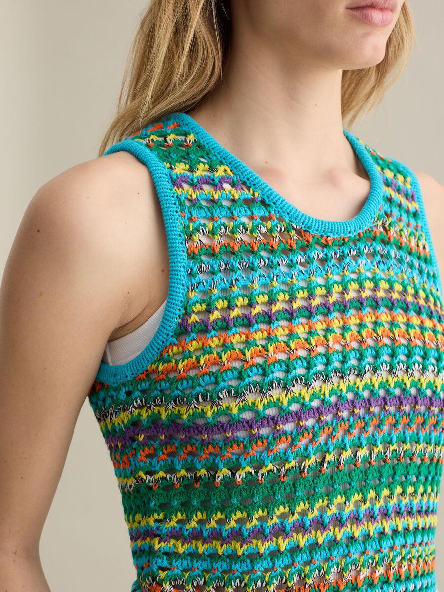 Crochet tank top in multicoloured knit_2