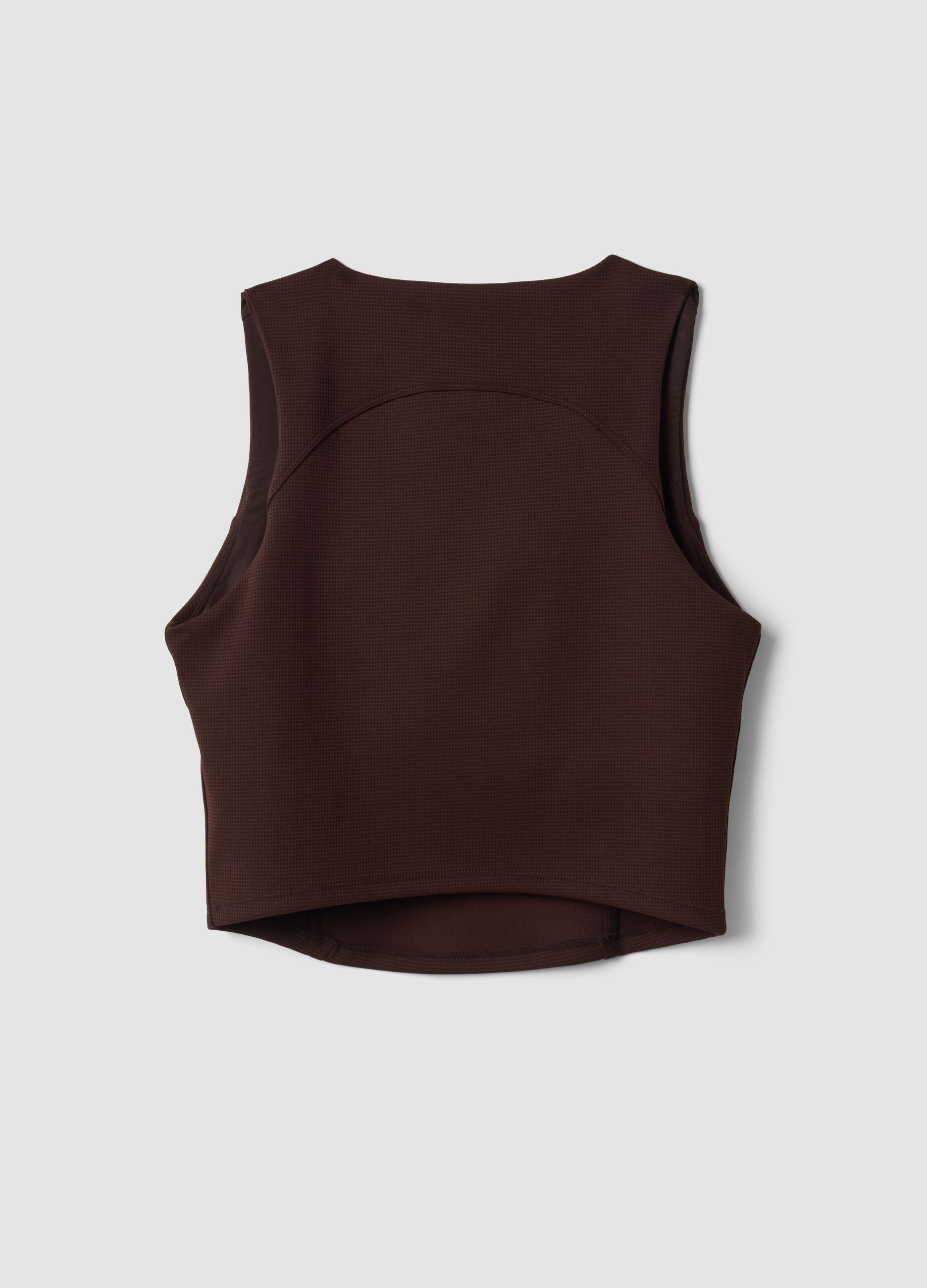 Top marrone crop in tessuto elasticizzato traspirante ALTAVIA STUDIO