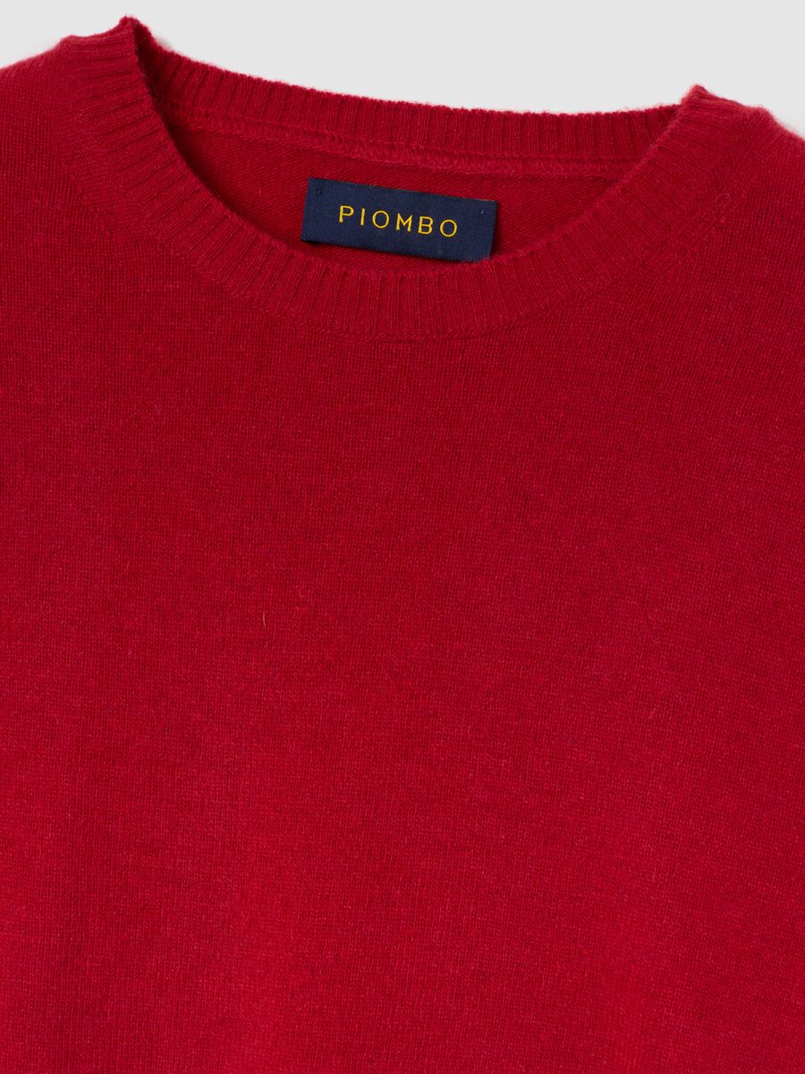 Red Crew Neck Pullover in Pure Lambswool Regular Fit_5