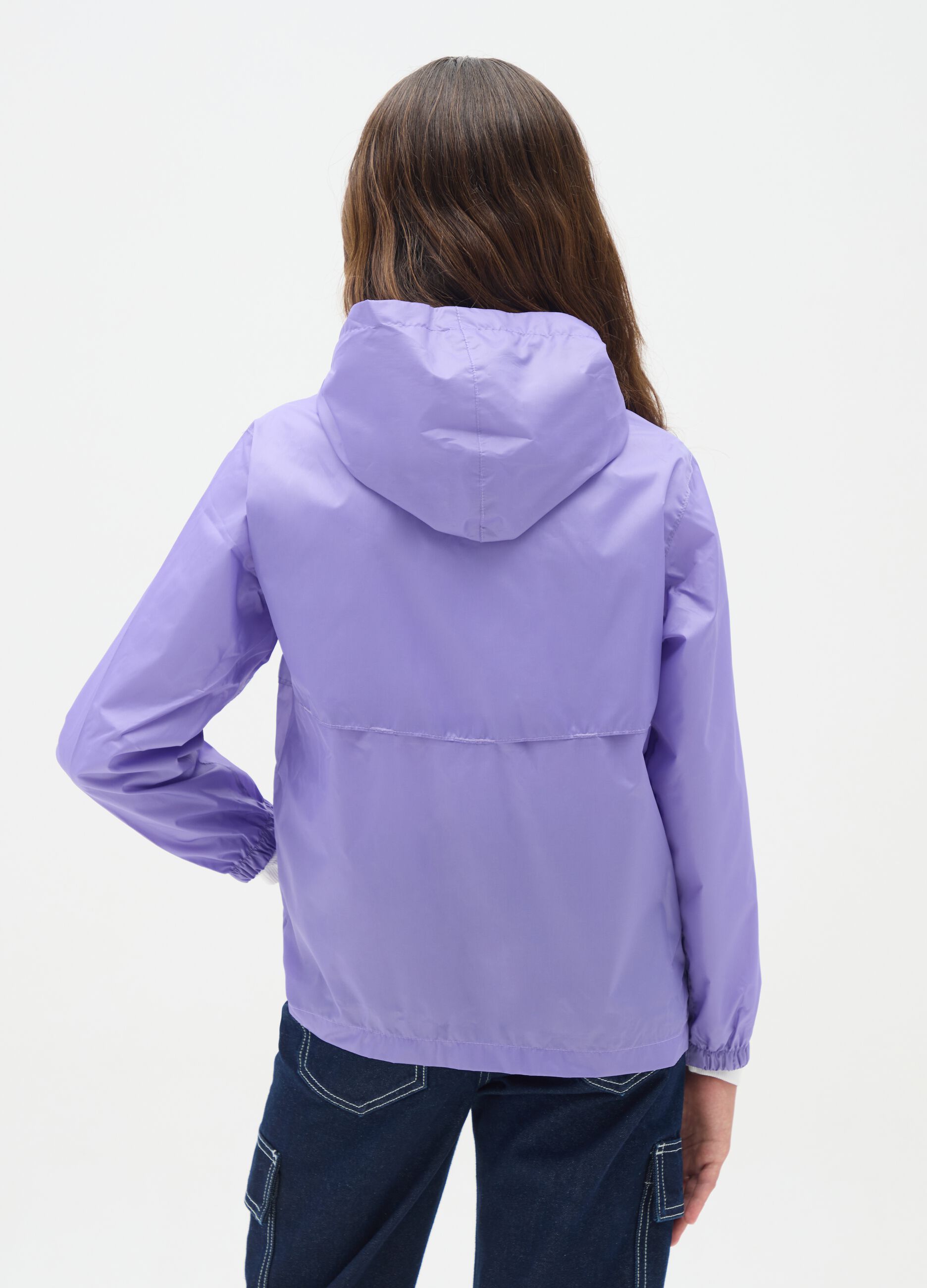 Girls' purple hooded jacket
