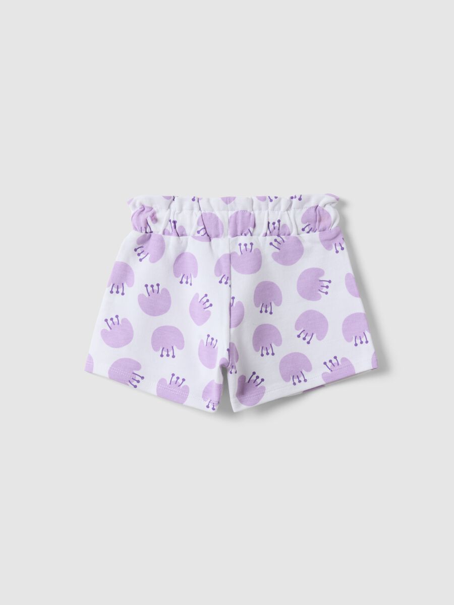 Girls' regular fit white pure cotton shorts with prints_1