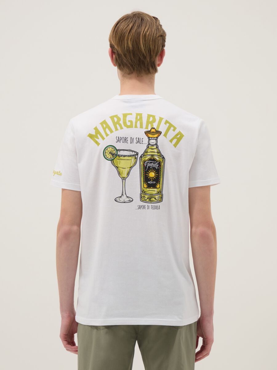 White pure cotton regular fit T-shirt with Margarita print_2