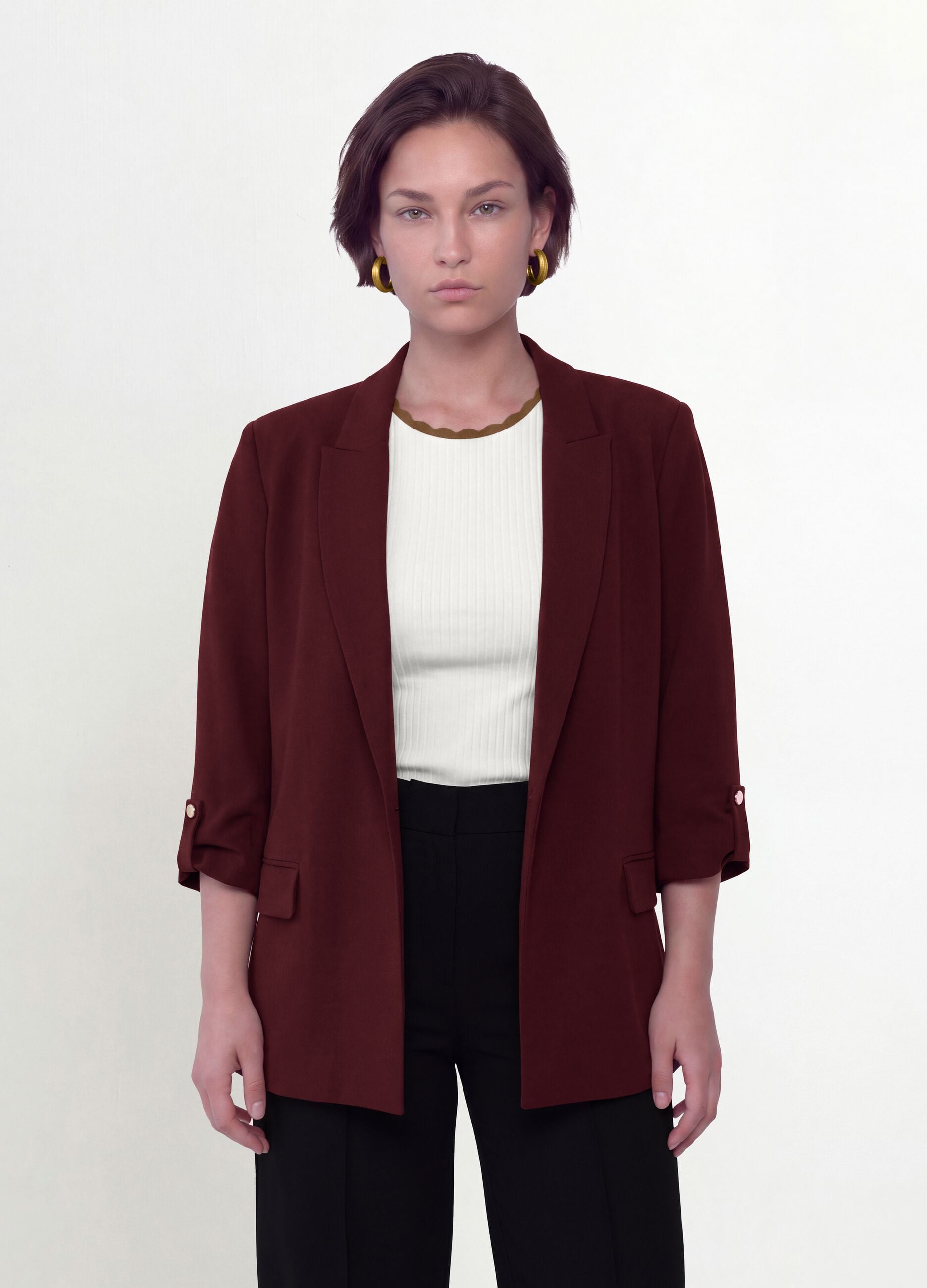 Red regular-fit lined blazer with classic lapels