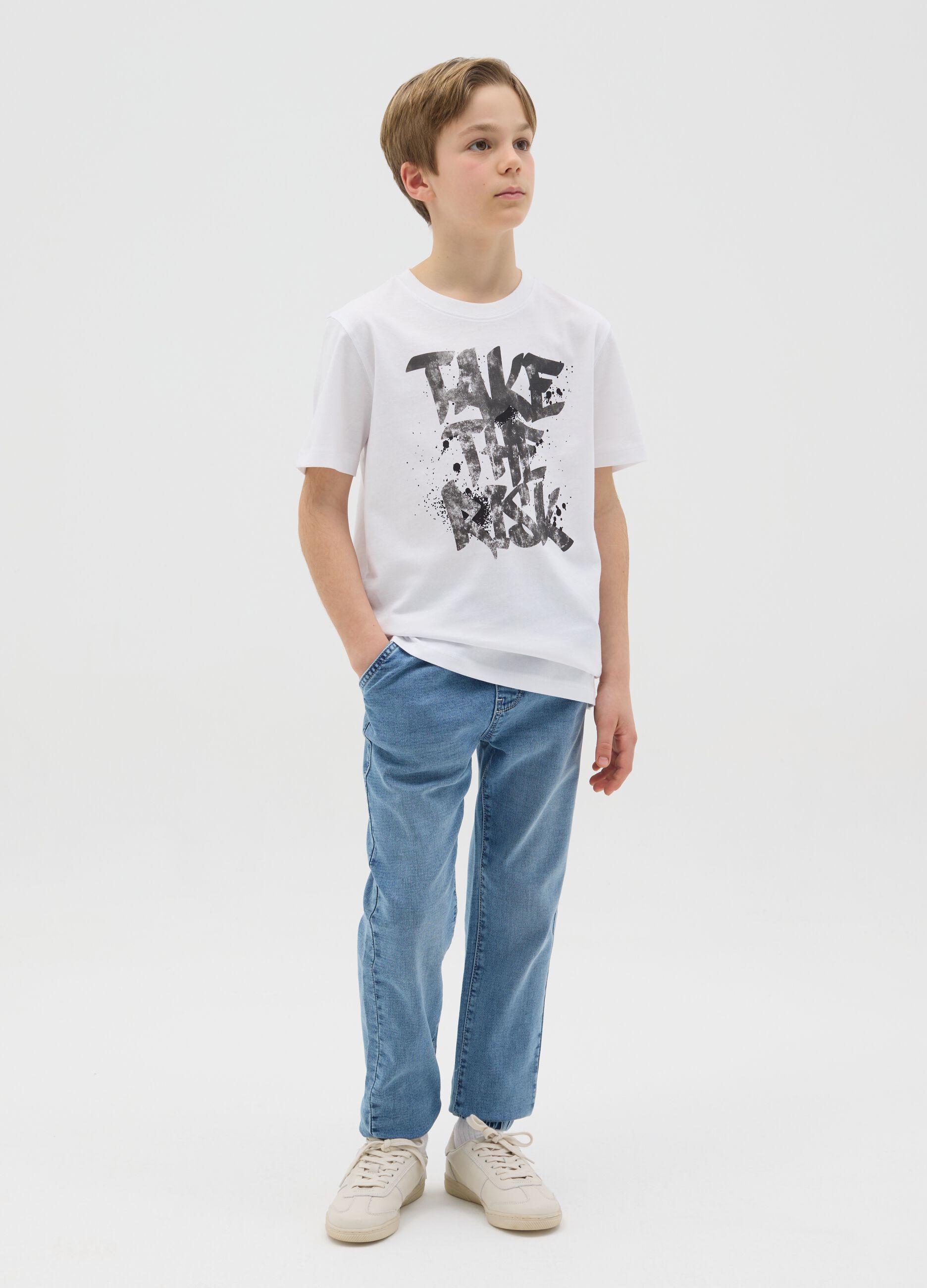 Joggers in denim con coulisse 