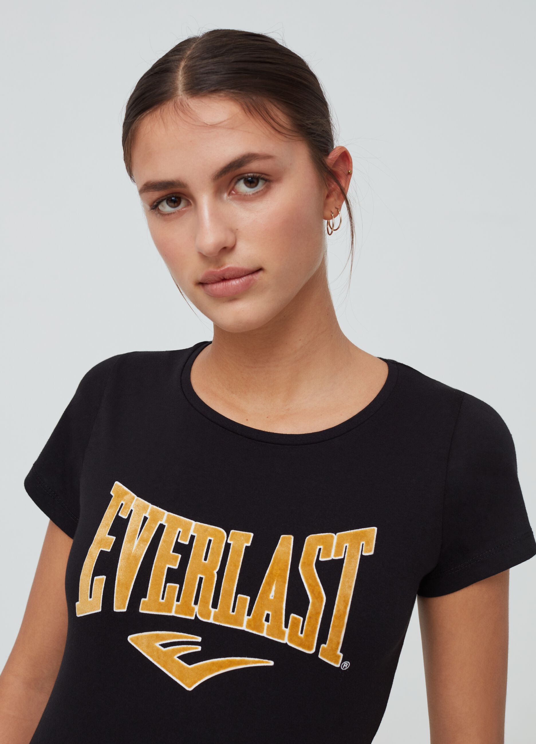 T-shirt scollo rotondo stampa Everlast