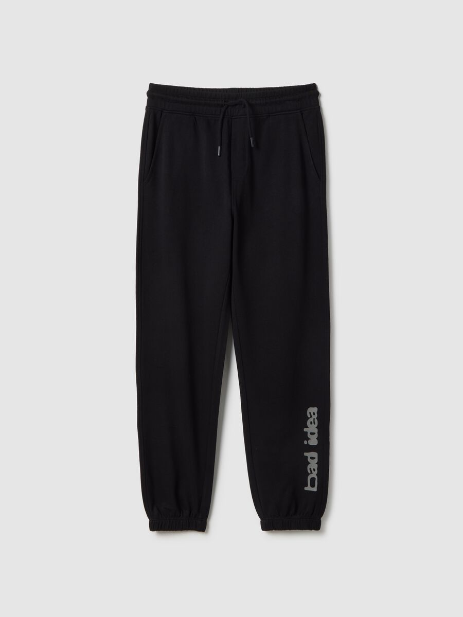 Pantaloni jogger in puro cotone nero da ragazzo regular fit_3