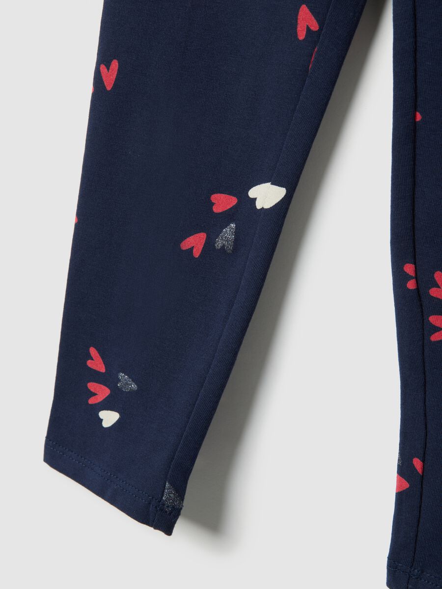 Blue stretch cotton slim fit leggings for girls_2