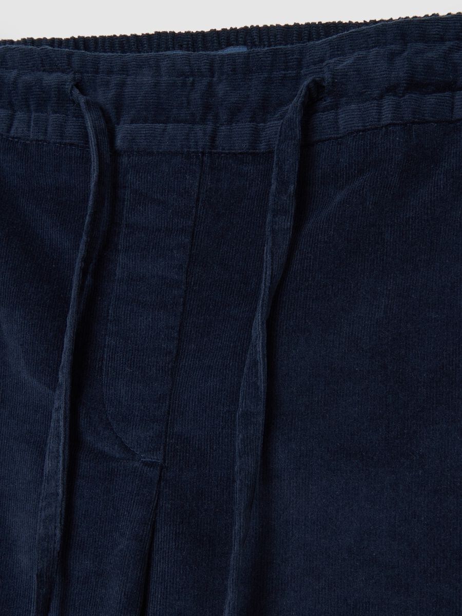 Blue Stretch Cotton Trousers Regular Fit_5
