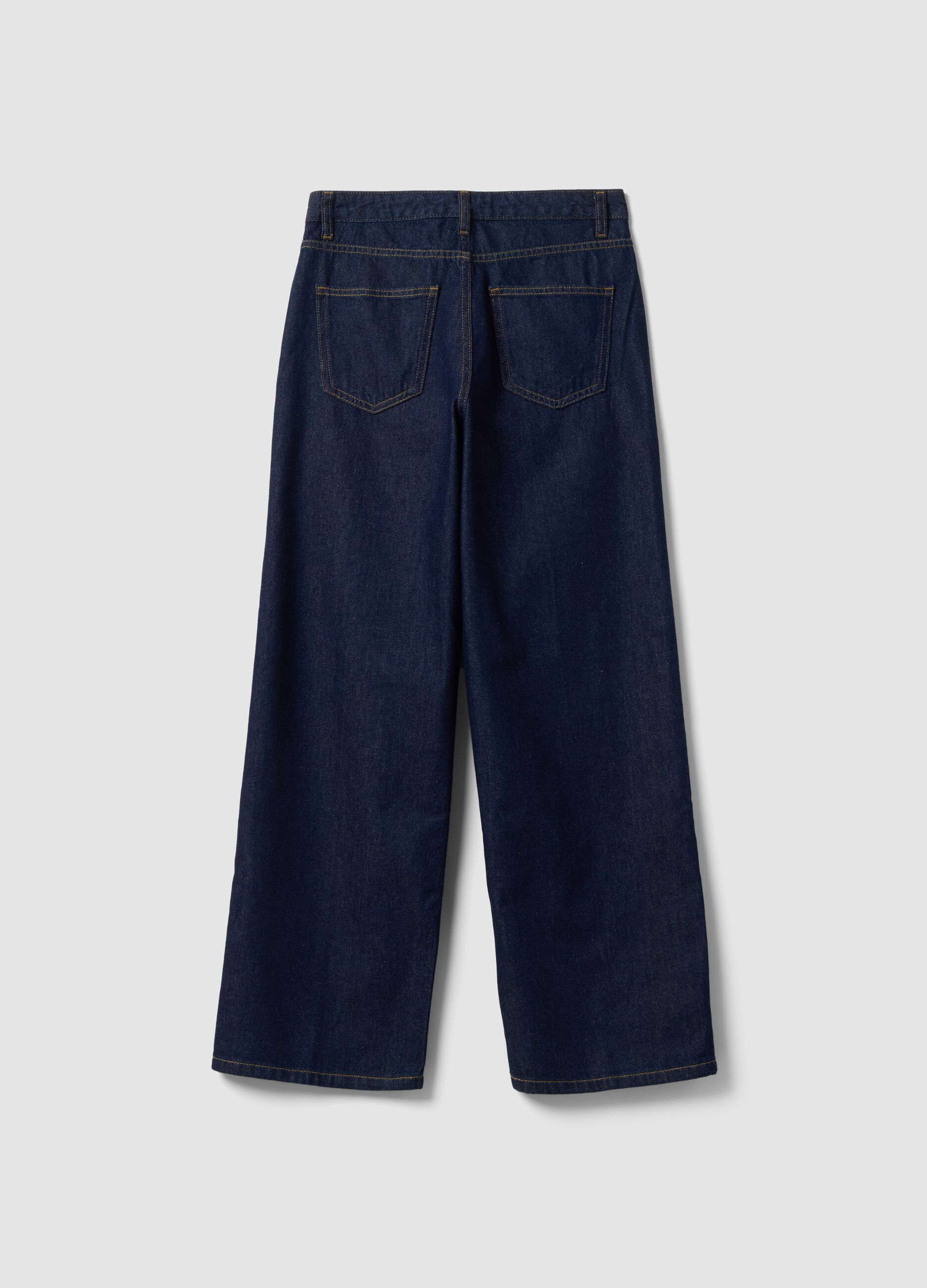 Blue denim straight-fit jeans in pure cotton