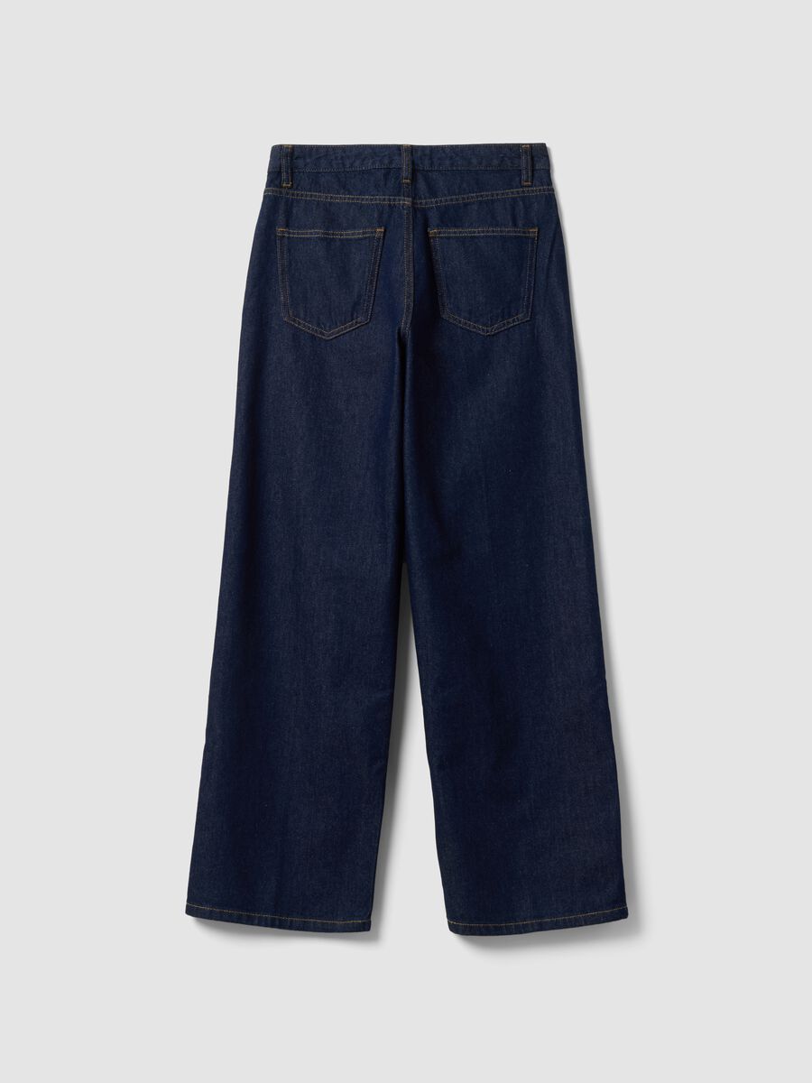 Jeans denim blu in puro cotone straight fit_6