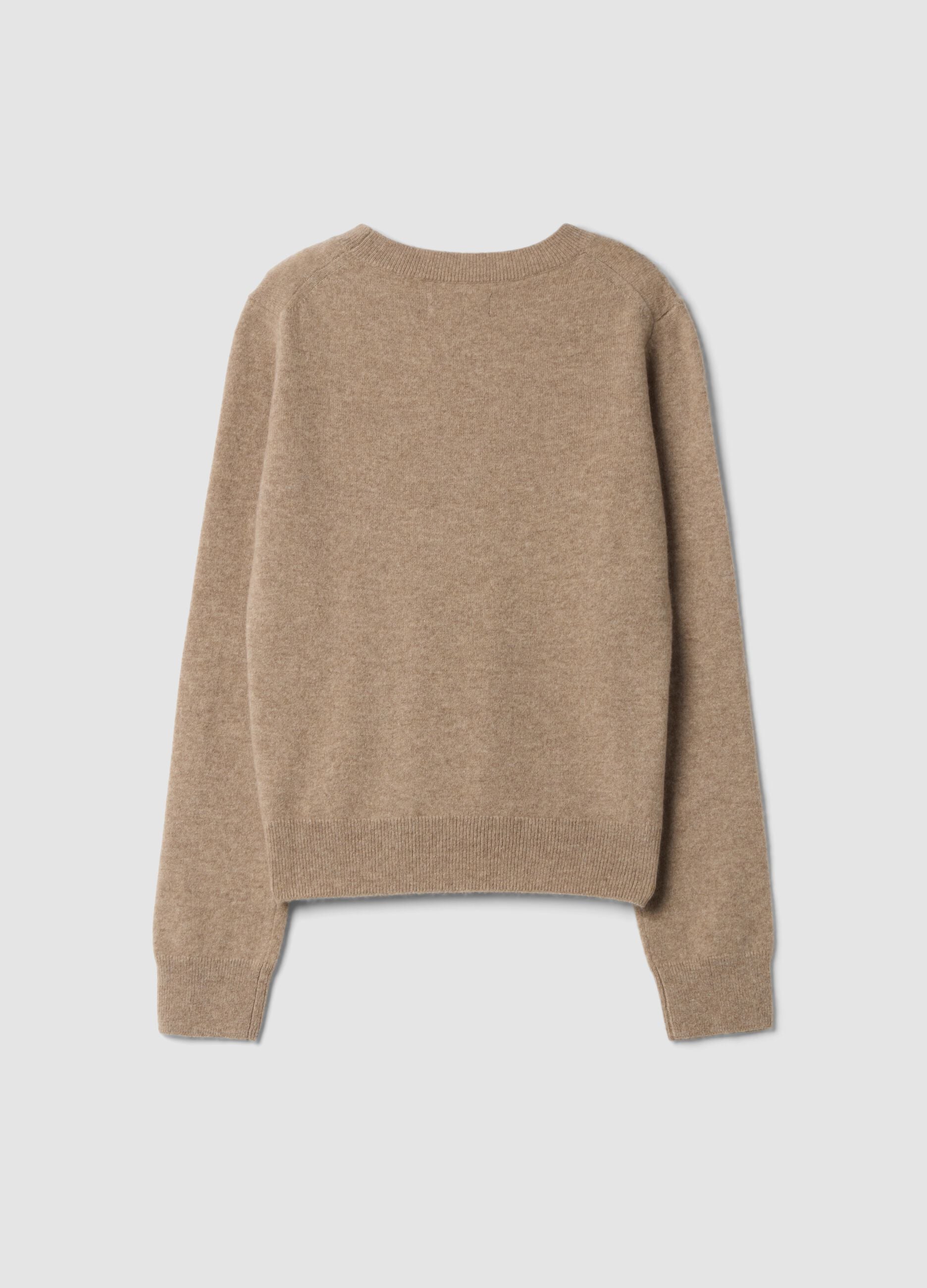 Beige pure cashmere crew-neck jumper