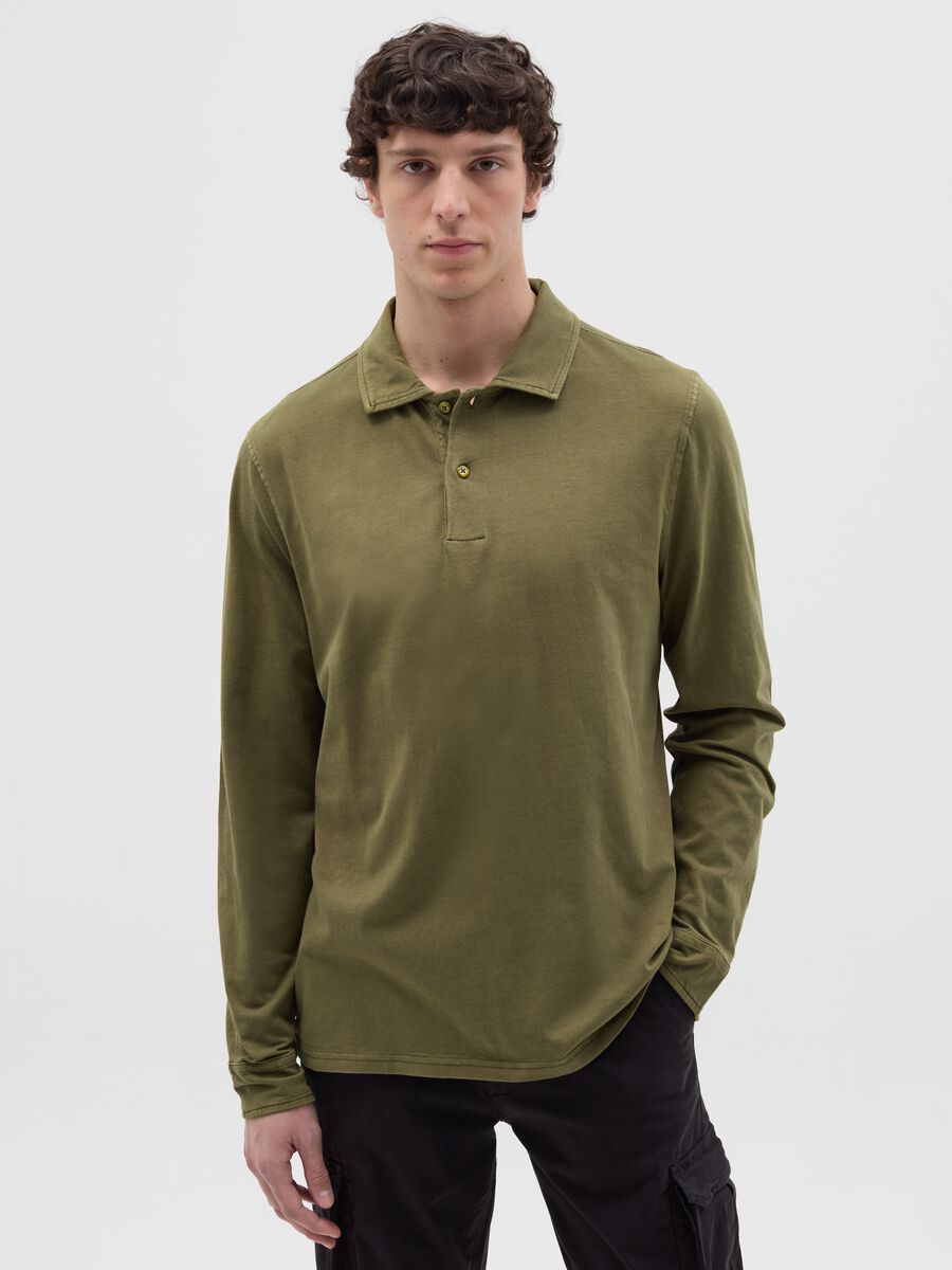 Long-sleeved polo shirt in cotton_0