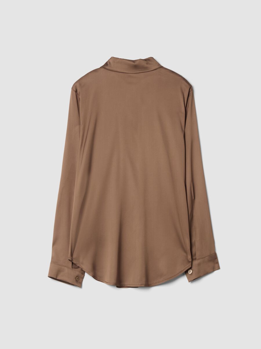 Brown stretch viscose shacket, regular fit_2