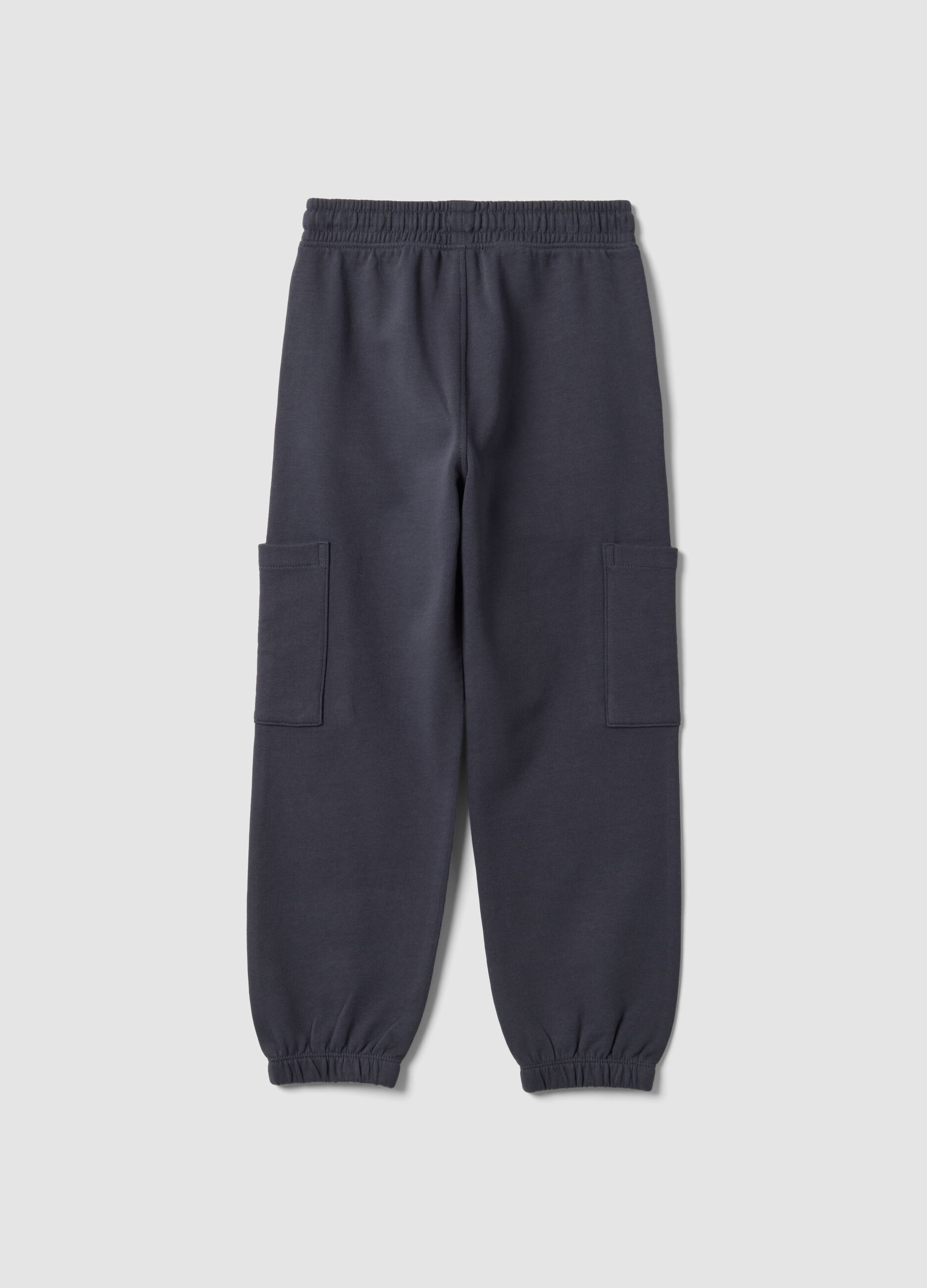 Pantaloni jogger grigi in puro cotone organico con tasche cargo per bambino