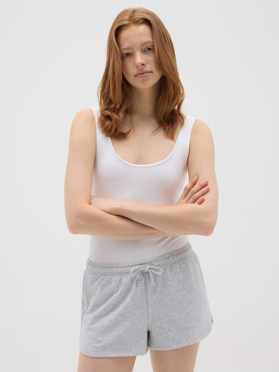 Women's white regular fit stretch cotton bodysuit_1