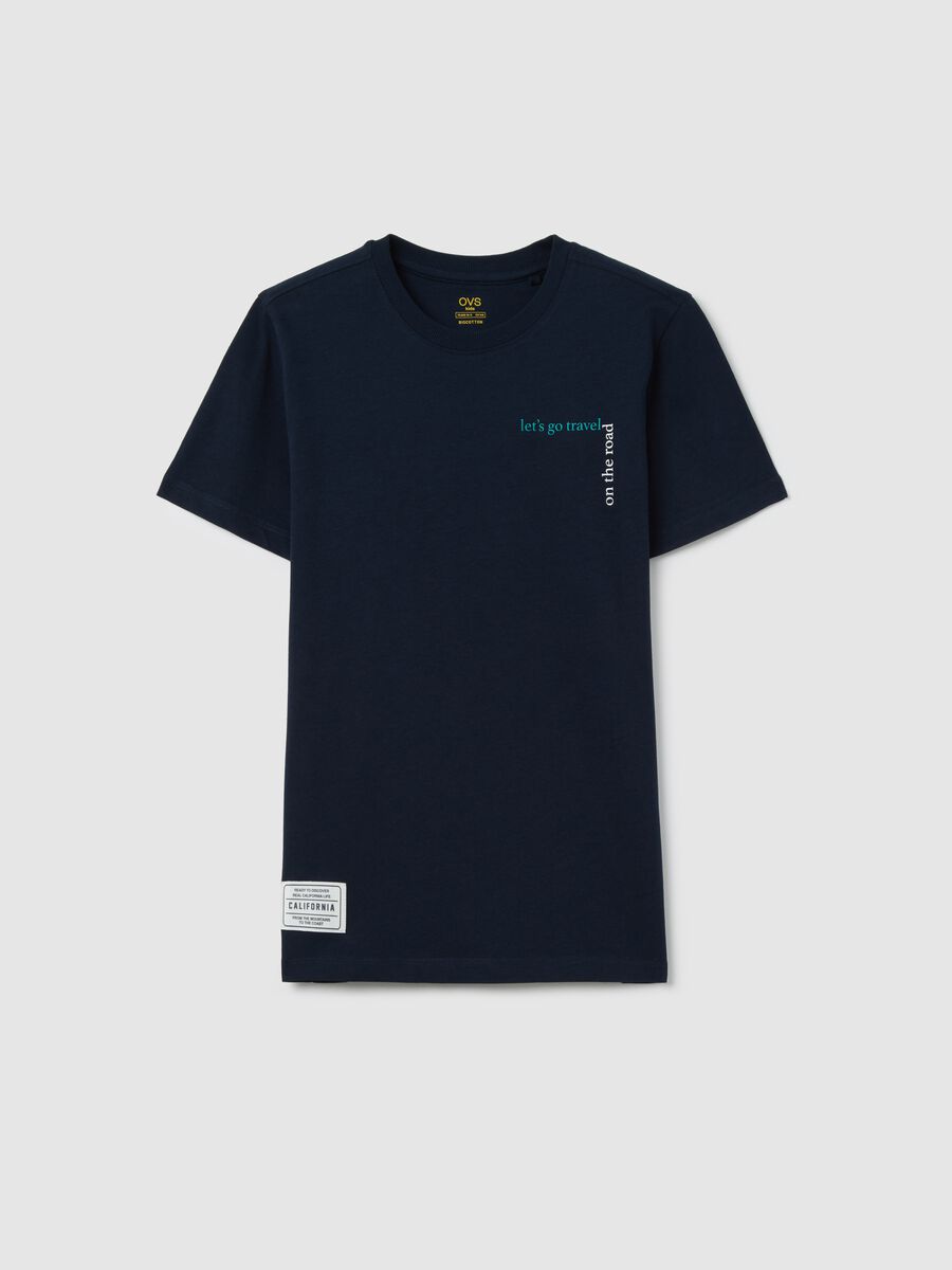 Navy blue T-shirt with round neck_0