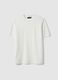 White crew neck stretch cotton T-shirt relaxed fit_4