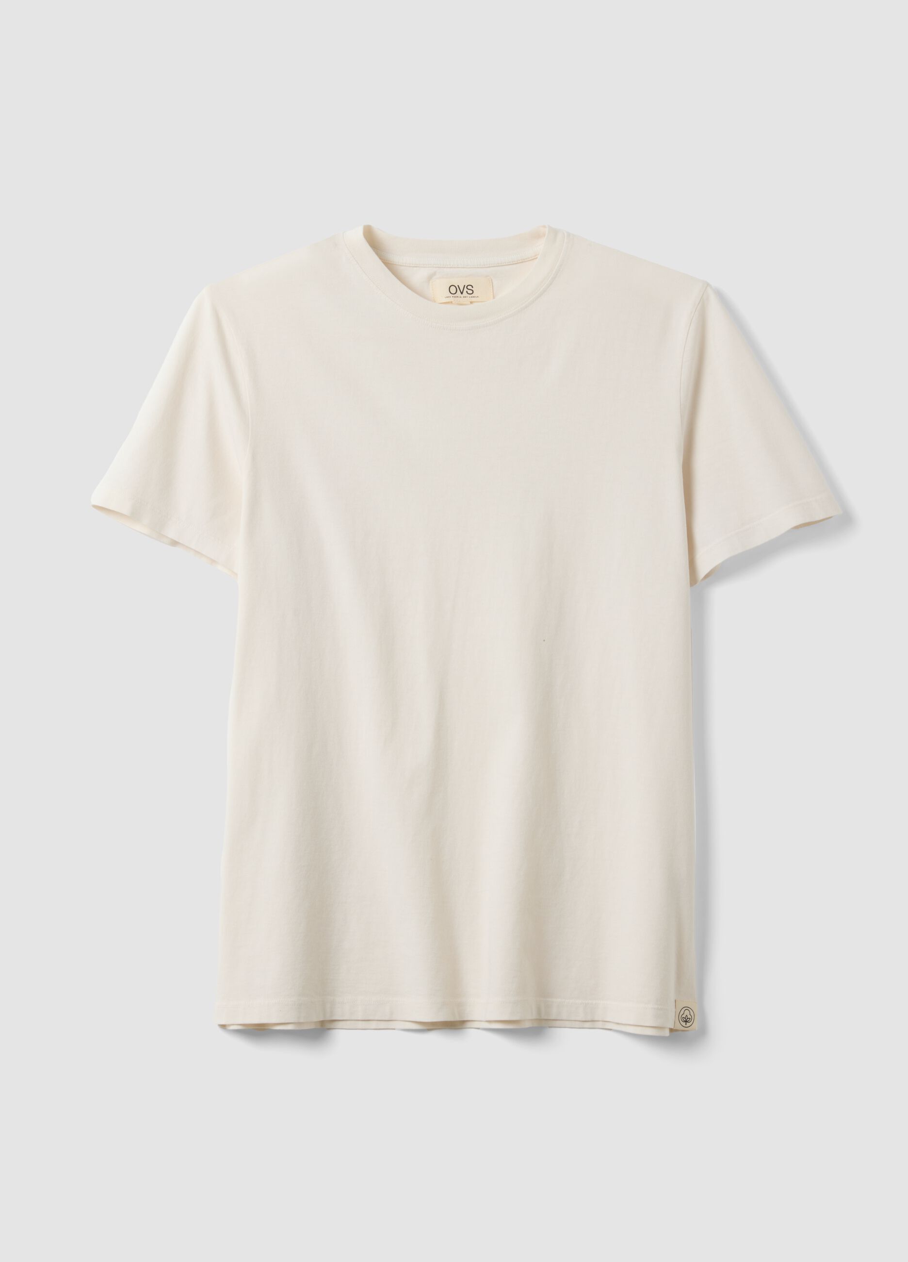T-shirt beige in puro cotone a maniche corte regular fit