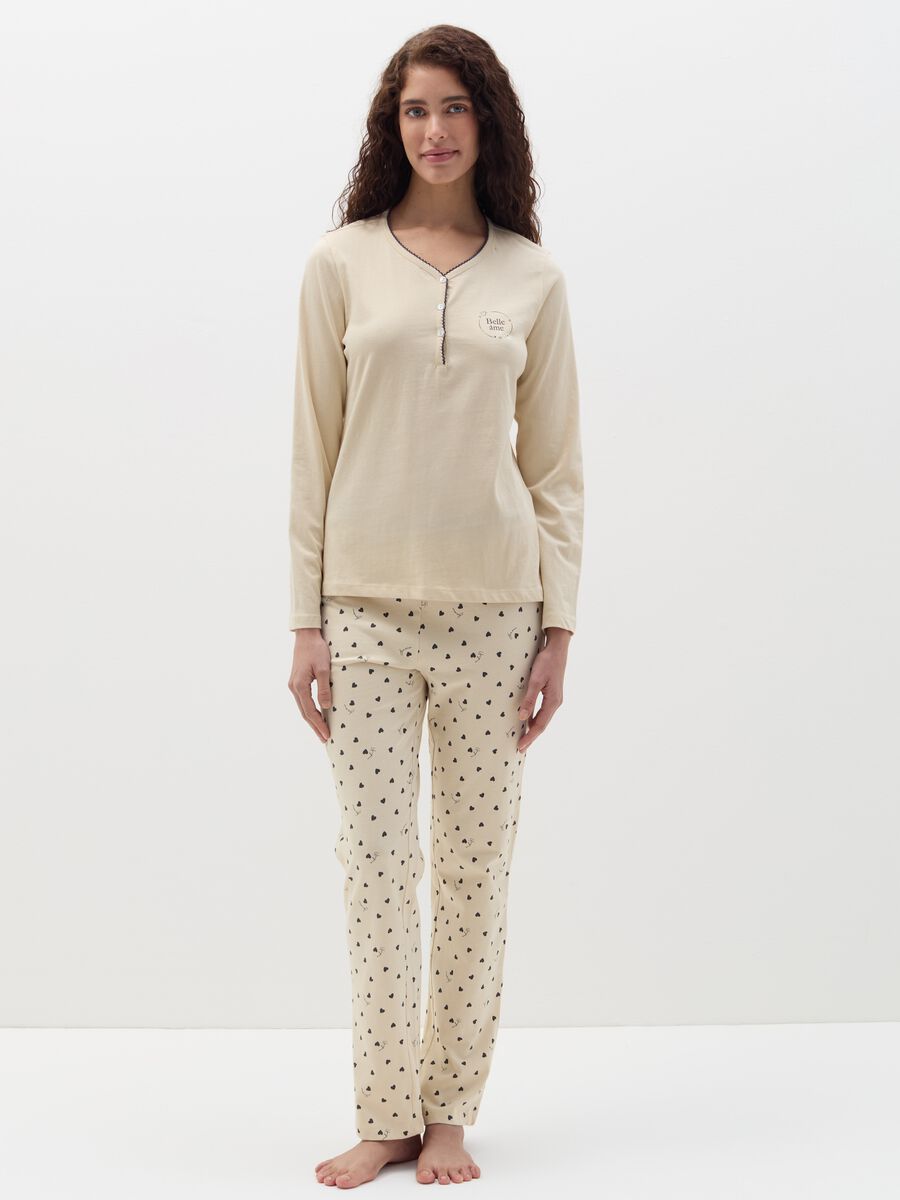 Pyjama top with granddad neckline and "Belle Âme” print_0