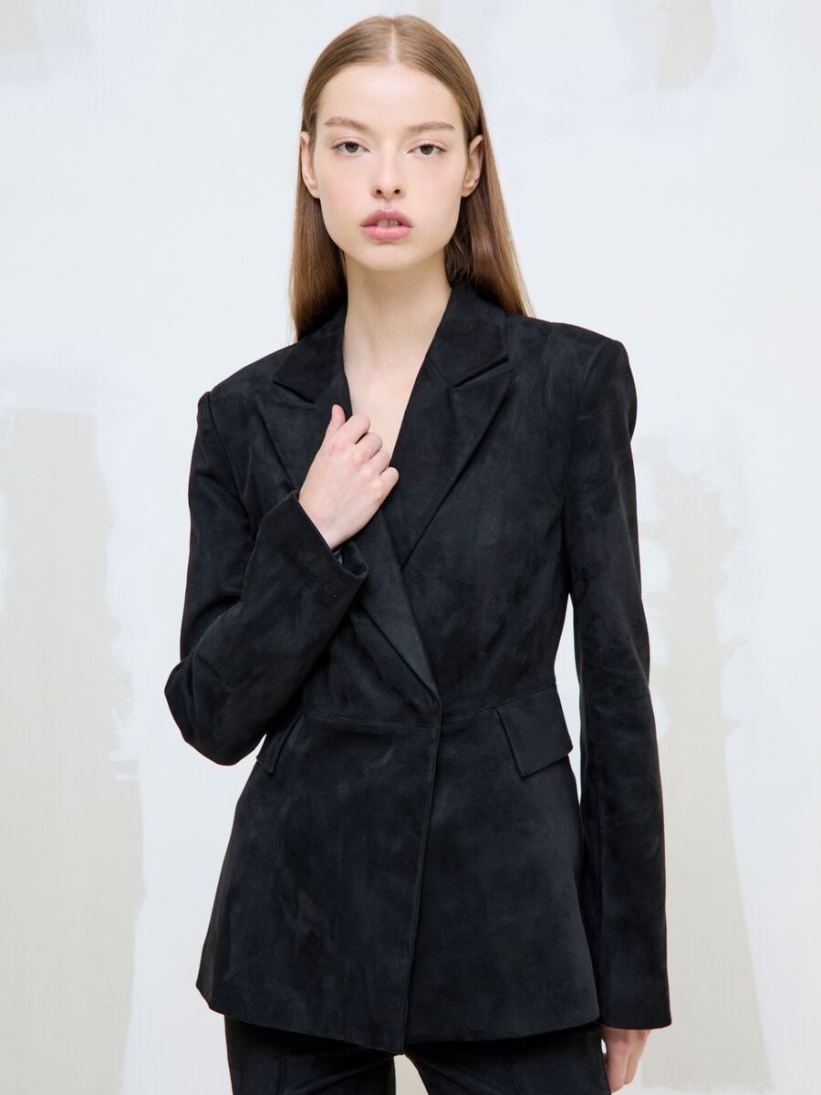 Faux Suede Blazer Black_3
