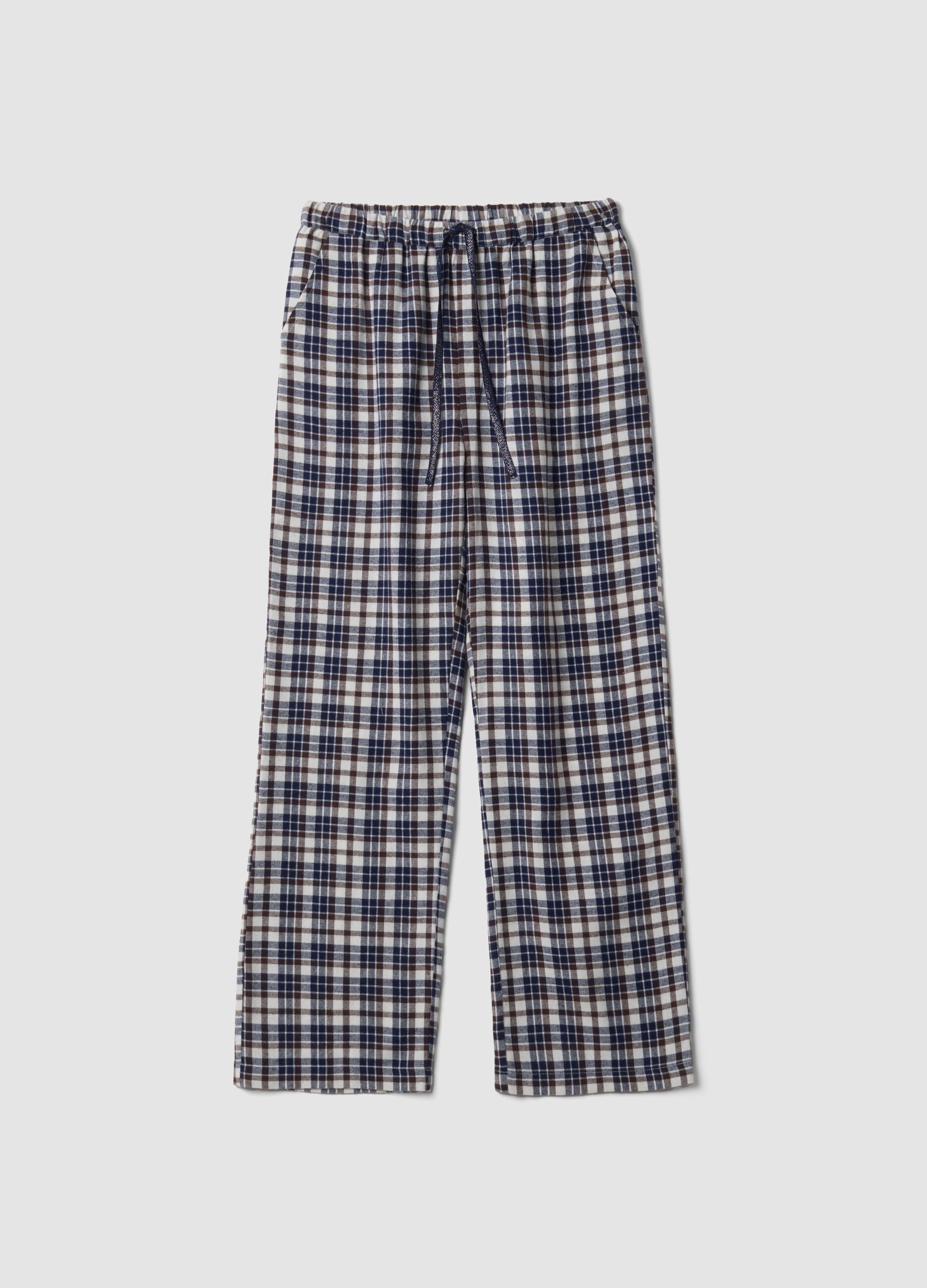 Multicolour checked pyjama trousers in pure organic cotton