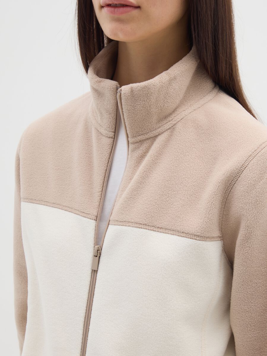 Multicolour fleece with relaxed fit and zip_3