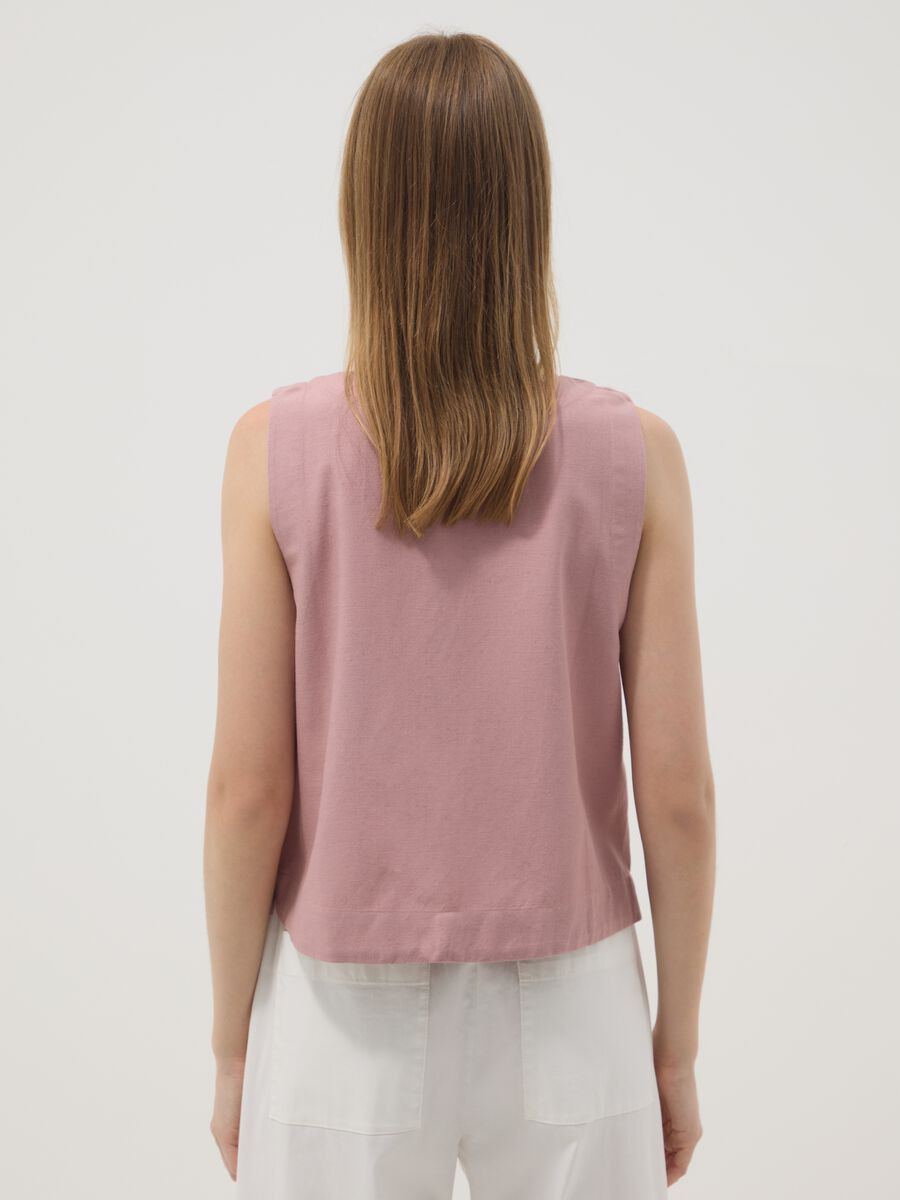 Pink top in viscose, cotton and linen blend, regular fit_3