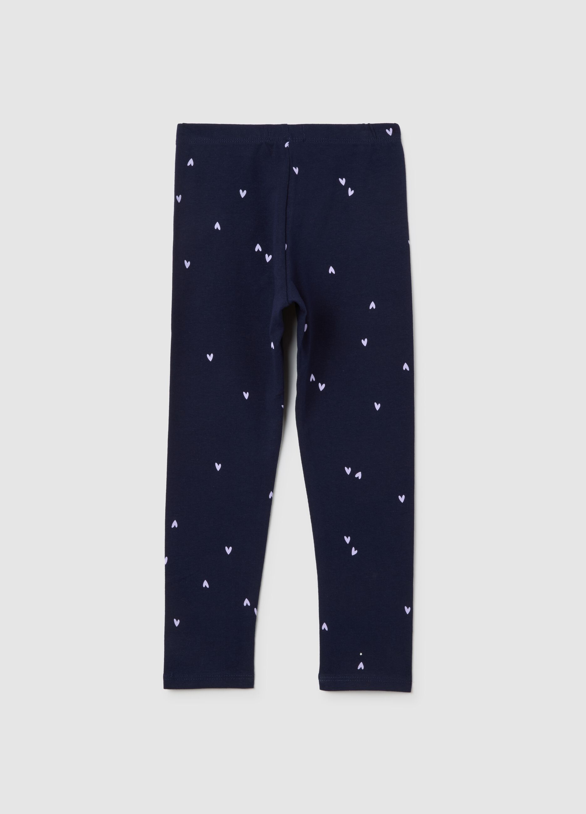 Girls' stretchy blue cotton leggings