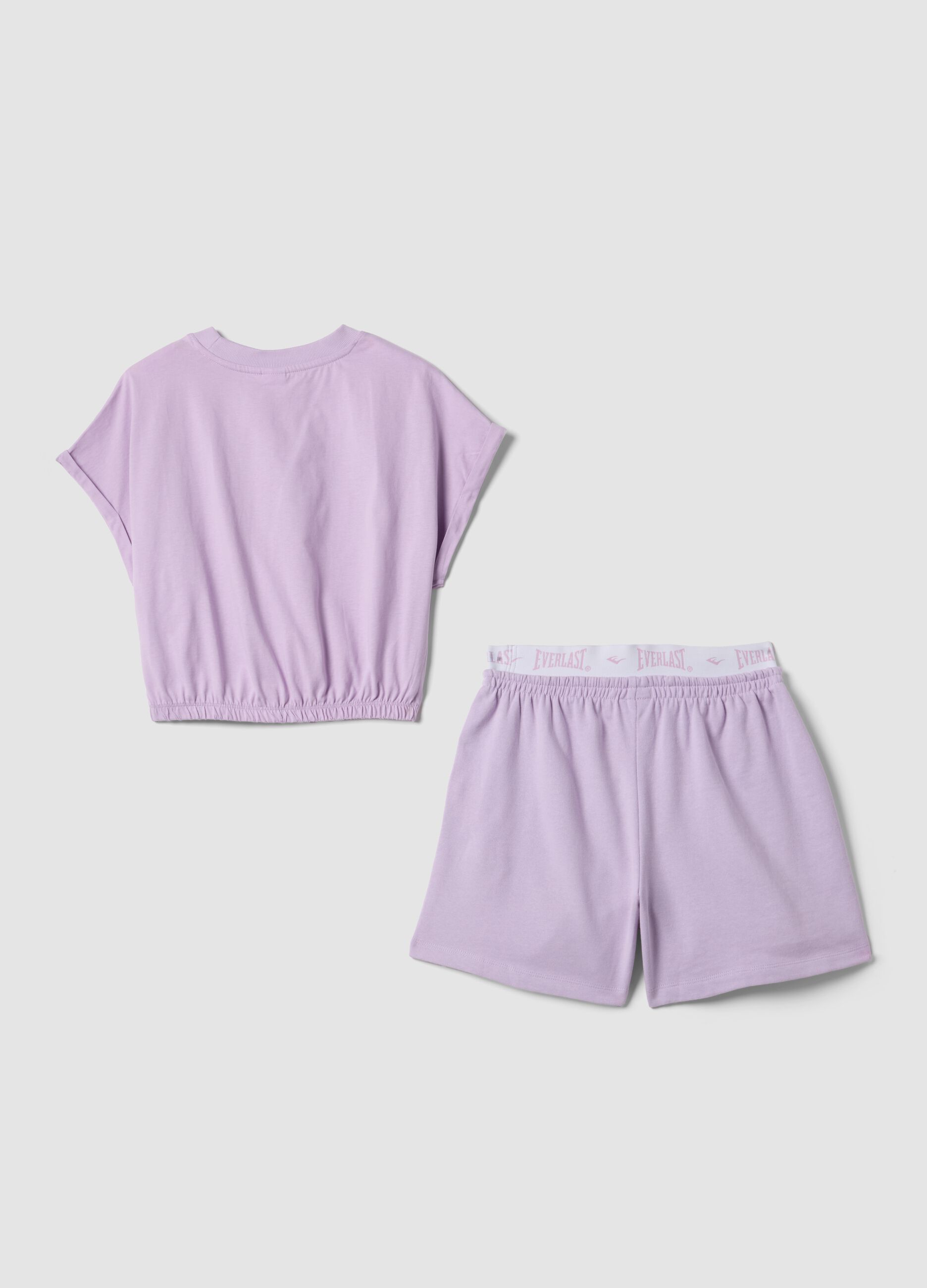 Purple pure cotton set with T-shirt and shorts