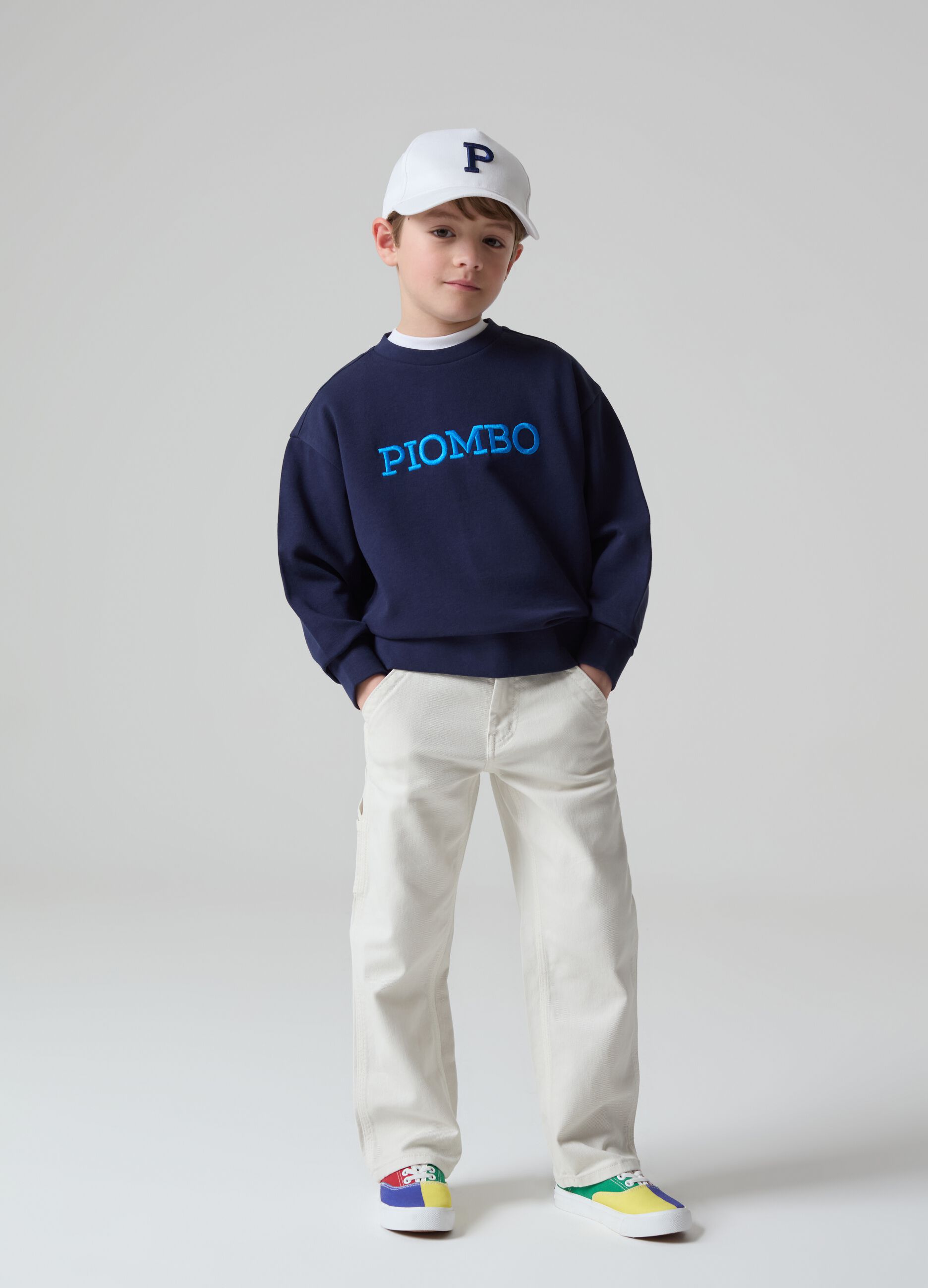 French Terry sweatshirt with print and embroidery