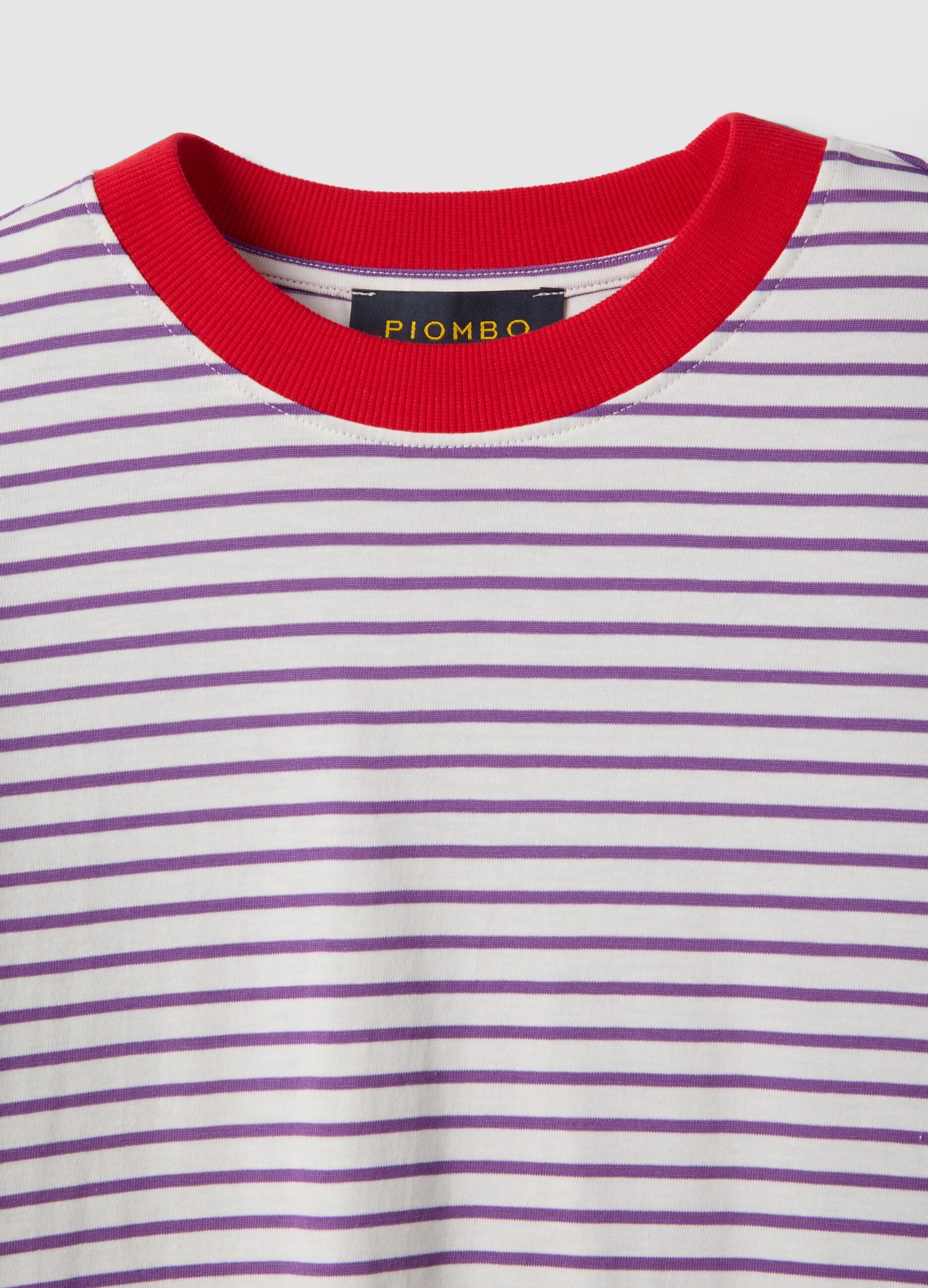 Green and white T-shirt in pure cotton regular fit