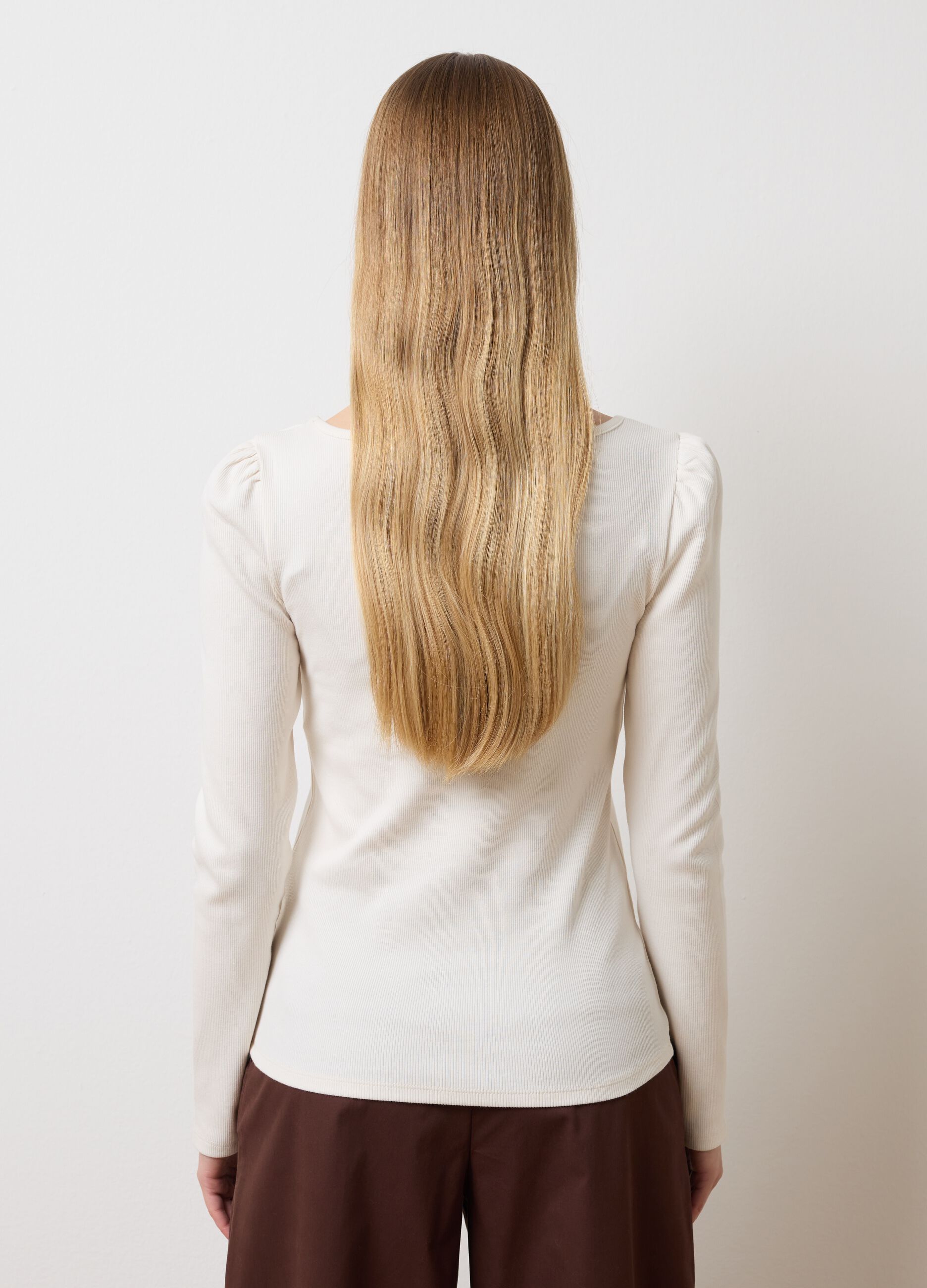 White long sleeve shirt in stretch cotton