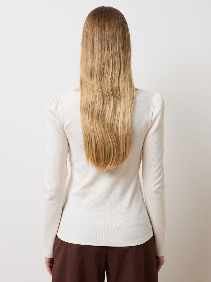 Maglia bianca a maniche lunghe in cotone elasticizzato_3