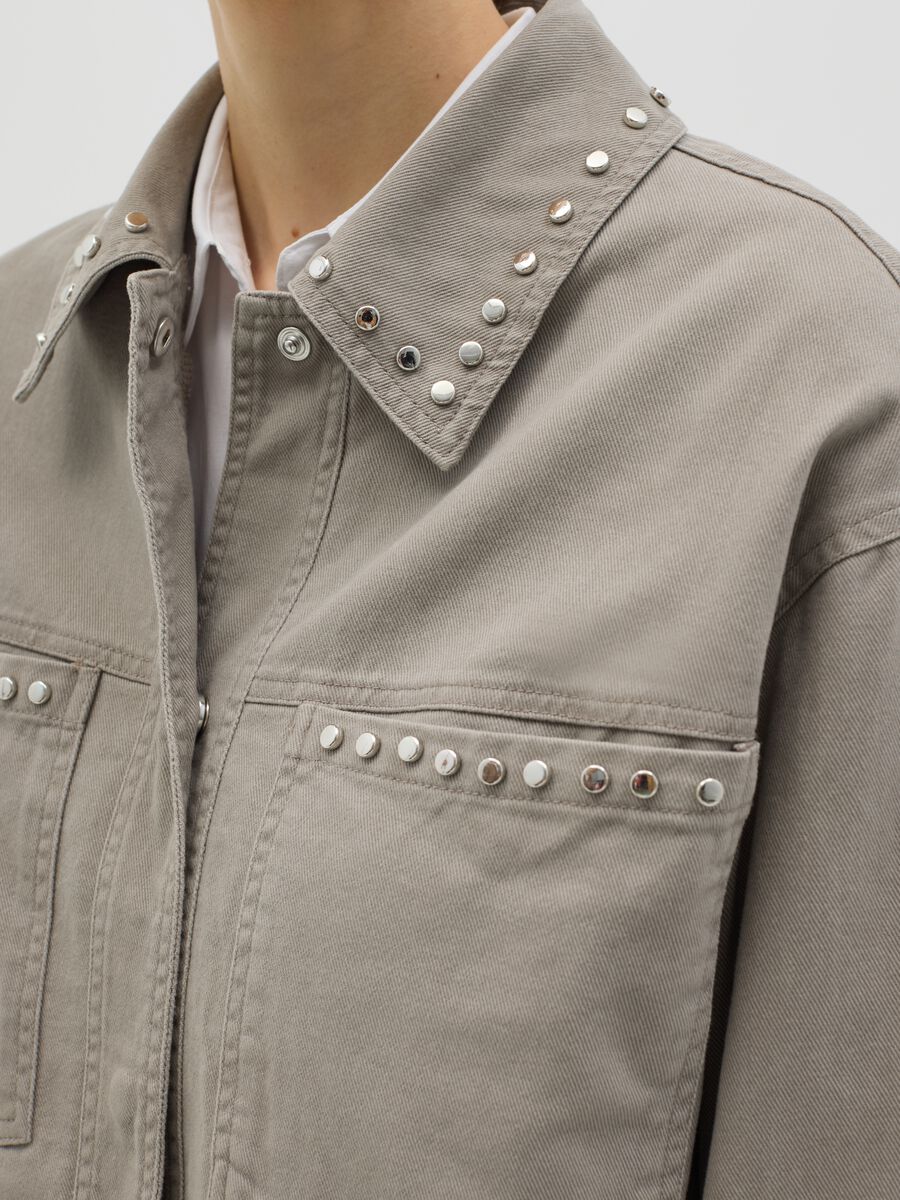 Grey jacket in cotton with studs_3