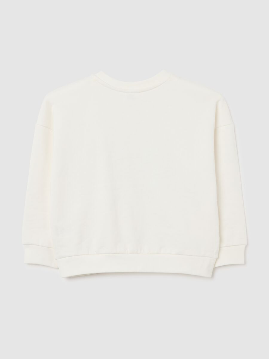 Felpa da bambina in misto cotone bianca regular fit con stampa_1