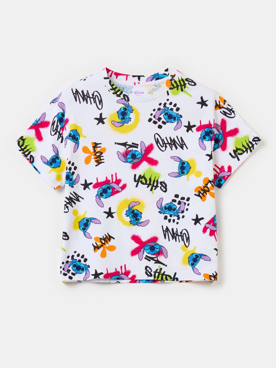 Cotton T-shirt with Stitch print_0