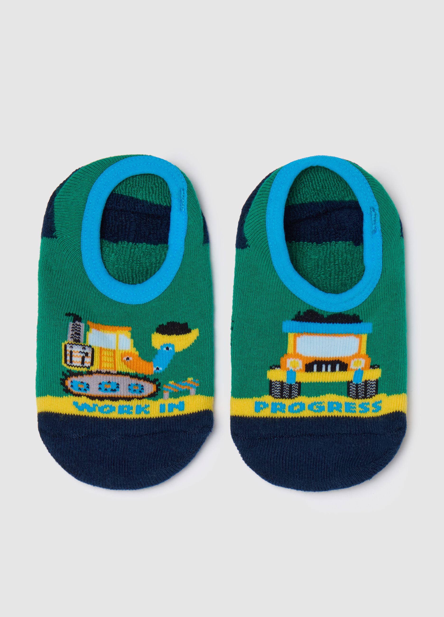Slipper socks with work machinery design