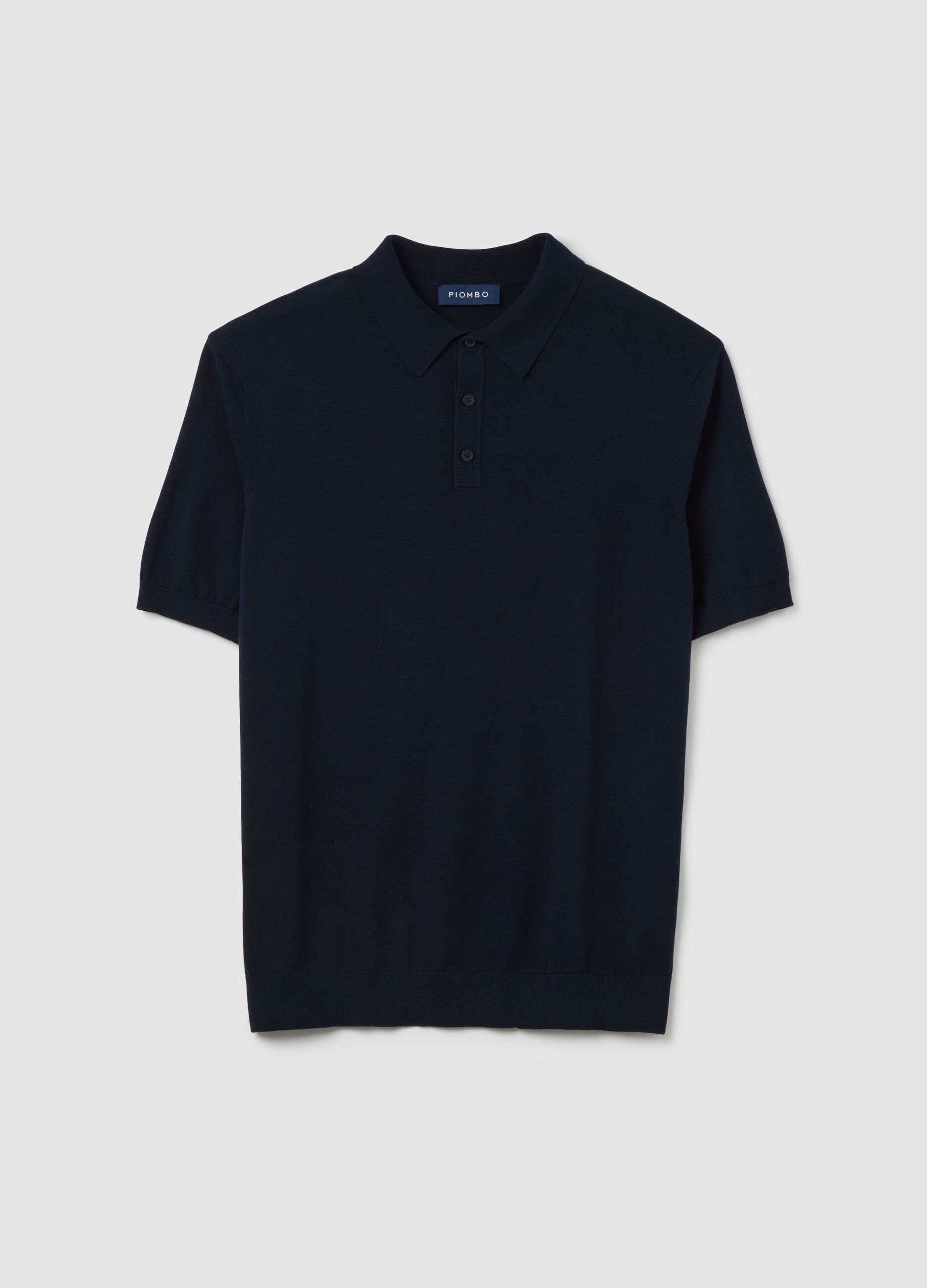 Polo da uomo in cotone e lino blu regular fit